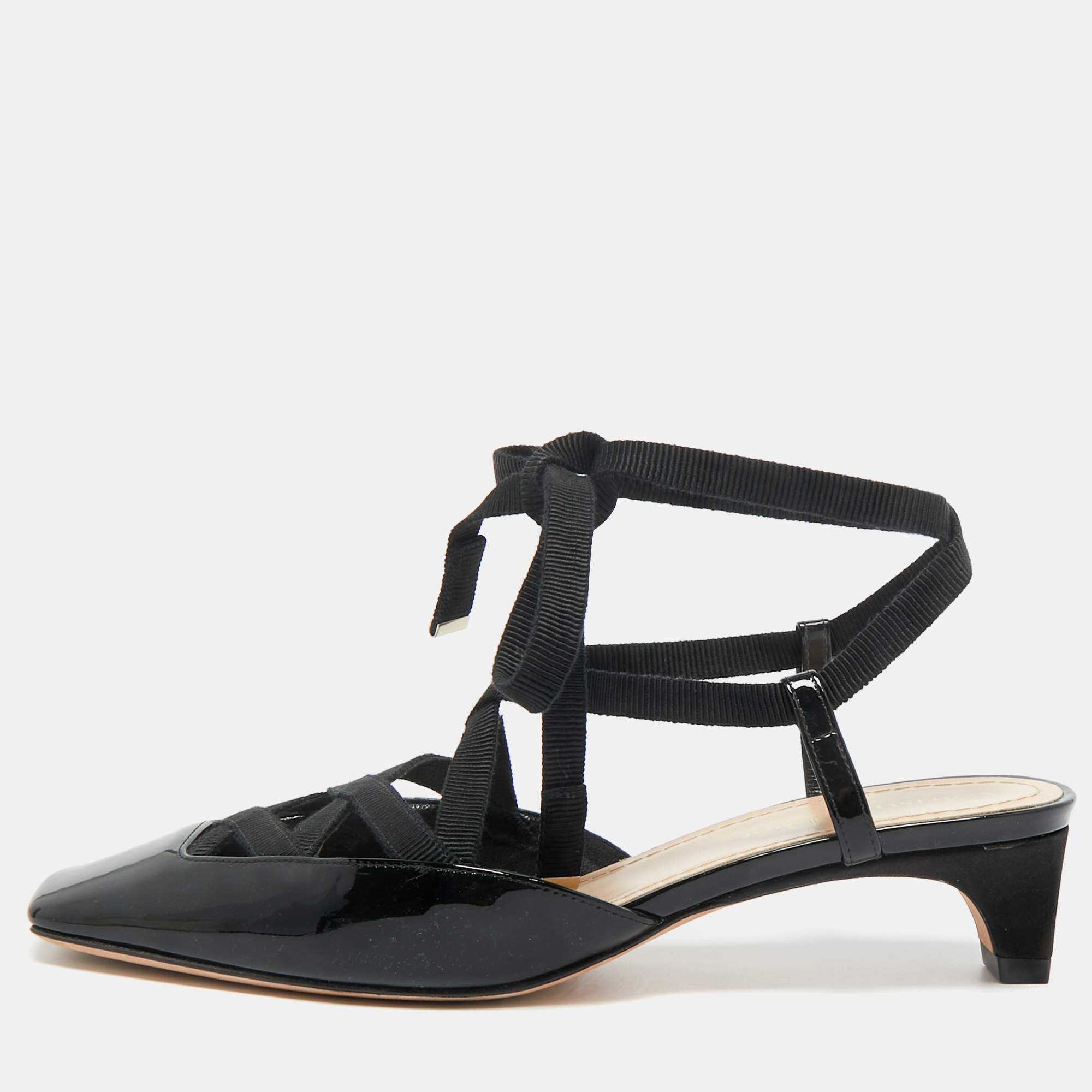 Pre Owned Dior Black Patent Leather and Satin D-Envol Pumps Size 36.5