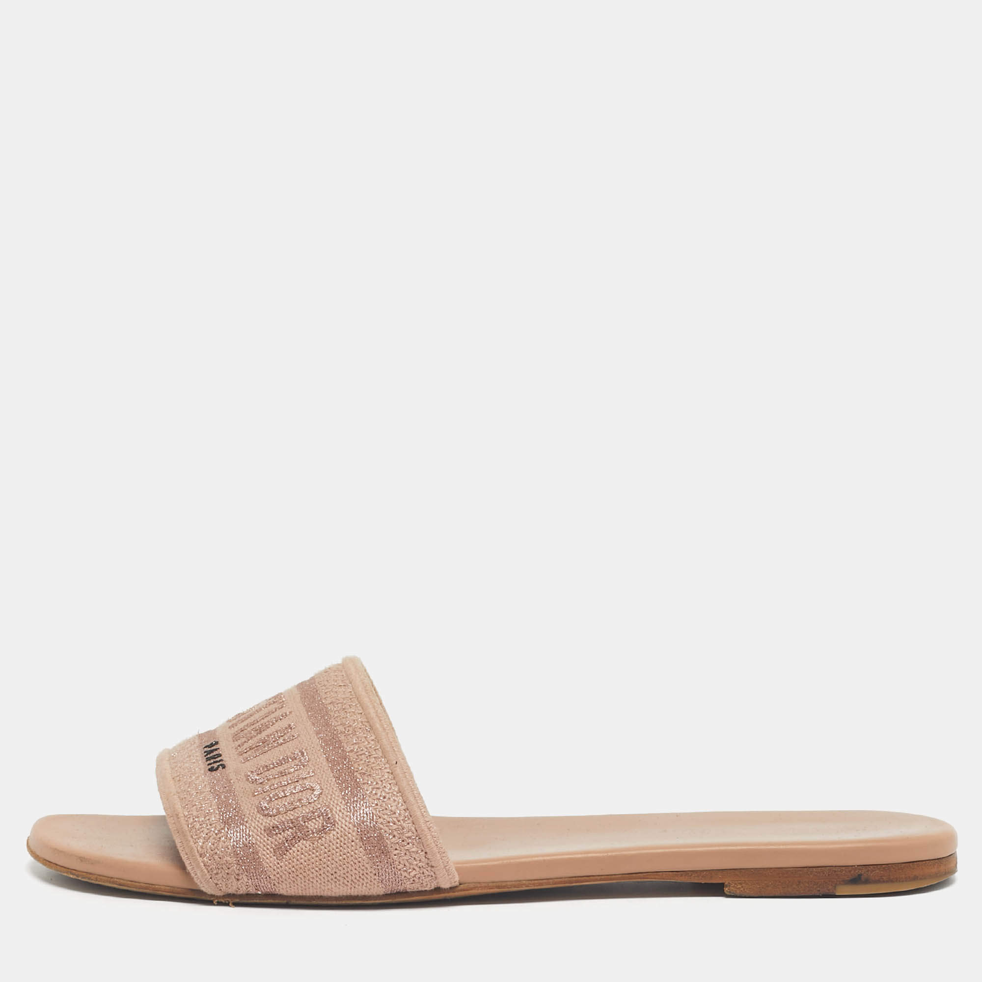 Pre Owned Dior Beige Canvas Dway Slide Sandals Size 40.5