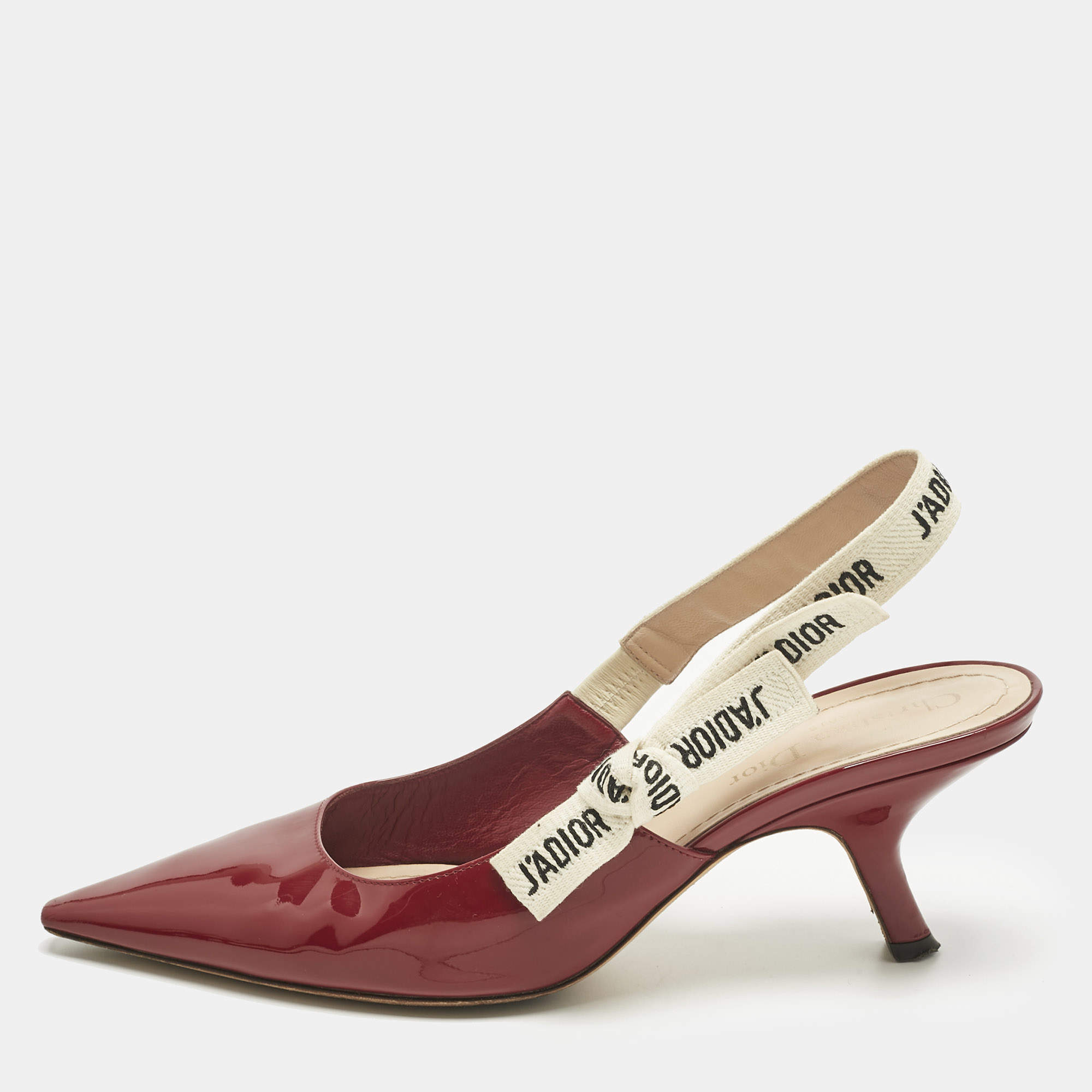 Pre Owned Dior Red Patent Leather J'Adior Slingback Pumps Size 39