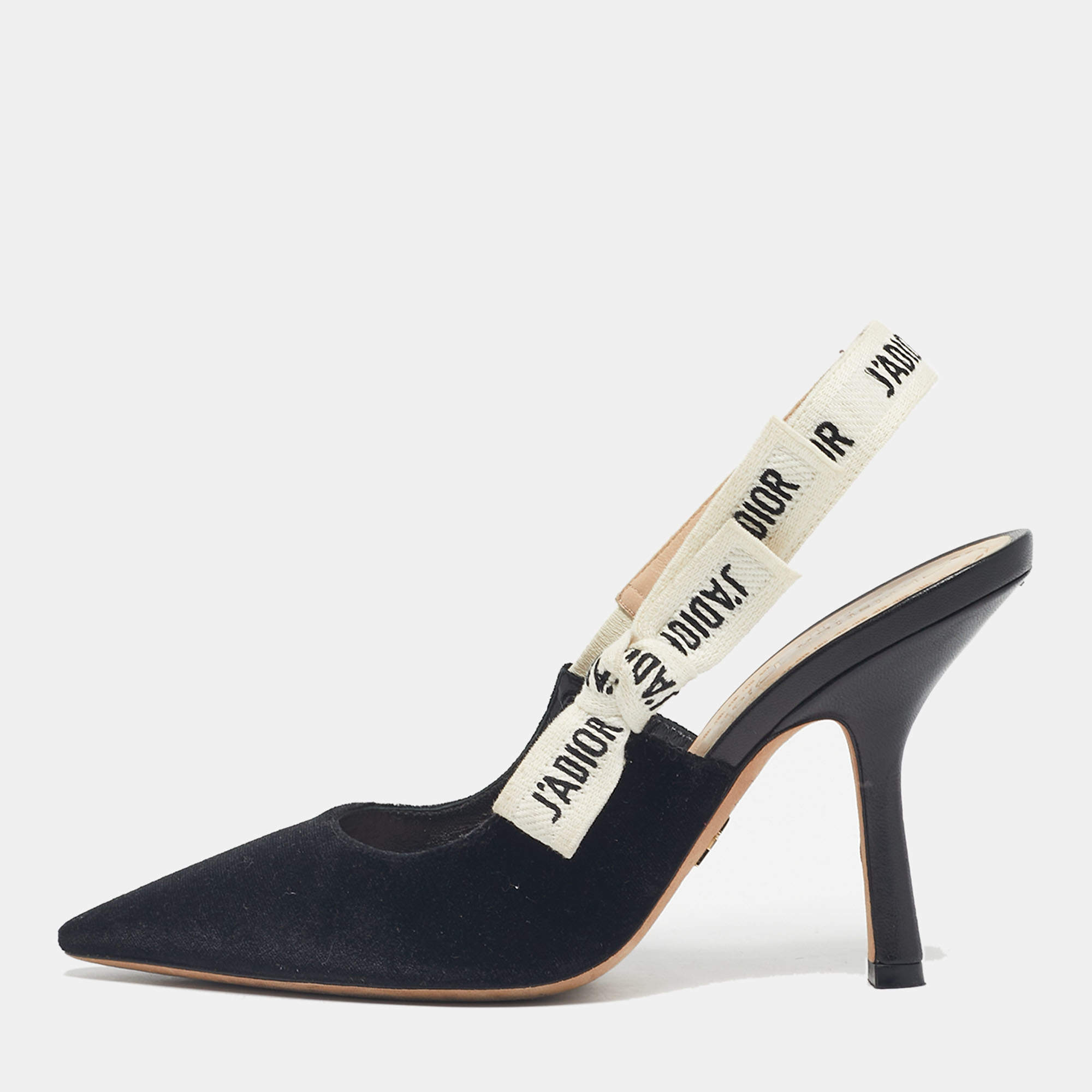 Pre Owned Dior Black Velvet Fabric and Canvas J'Adior Pumps Size 36