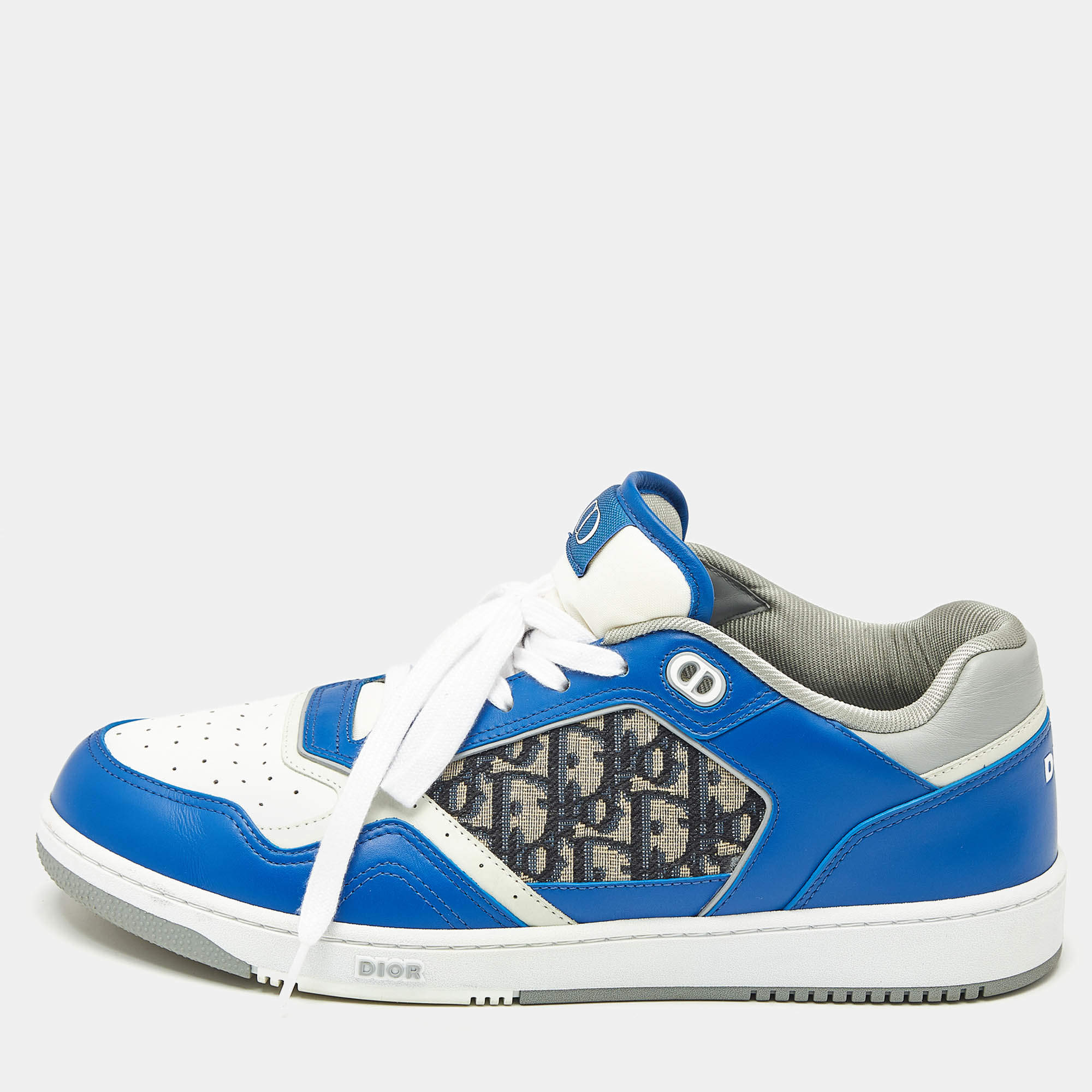 Pre Owned Dior Blue Canvas and Leather b27 Lace Up Sneakers Size 46