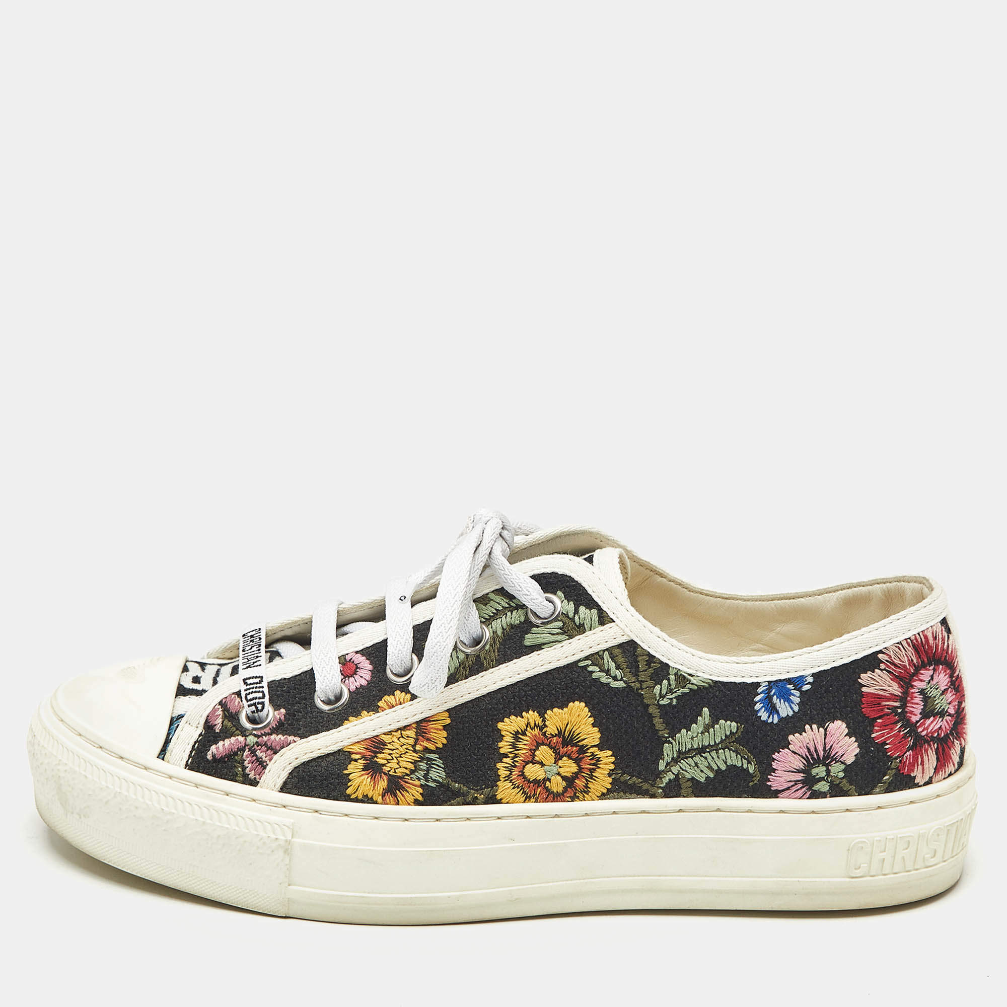 Pre Owned Dior Multicolor Floral Embroidered Canvas Walk'n'Dior Sneakers Size 37.5