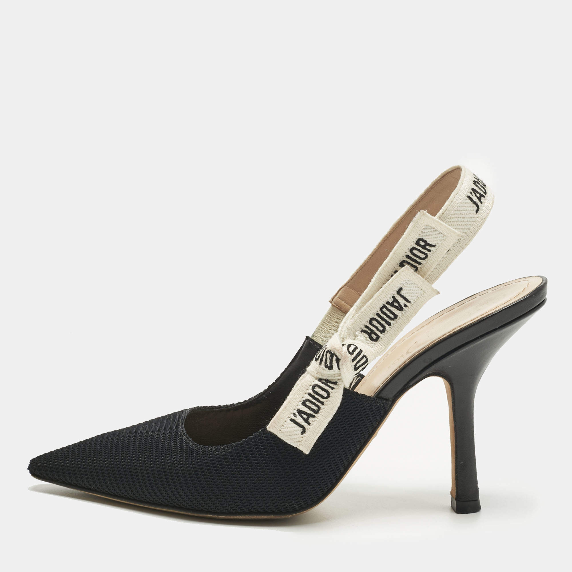 Pre Owned Dior Black Canvas J'Adior Slingback Pumps Size 37