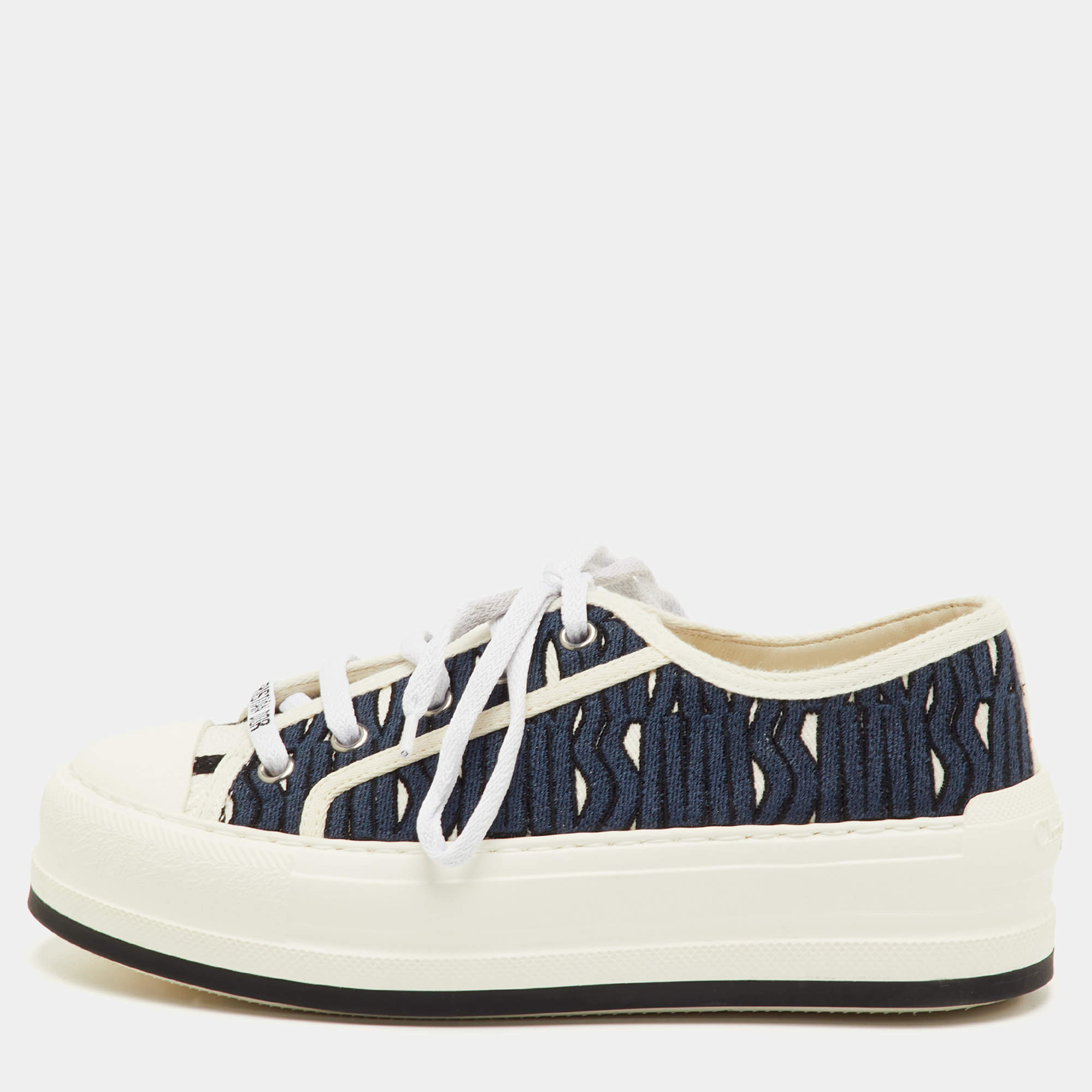 Pre Owned Dior Walk'n'Dior Size 35 Navy Blue Canvas Low Top Sneakers