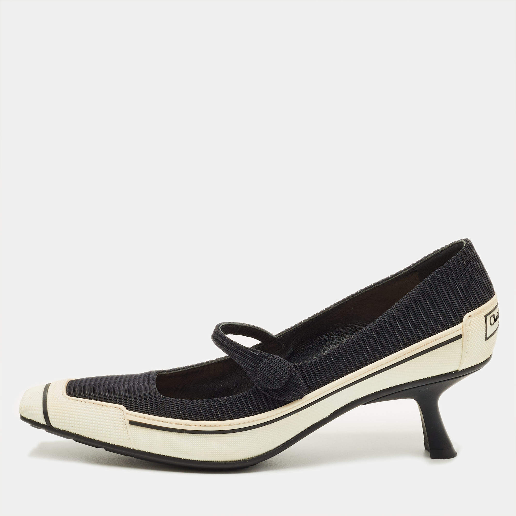 مملوكة مسبقًا Dior D-motion Size 39 Black Mesh and Rubber Mary Jane Pumps