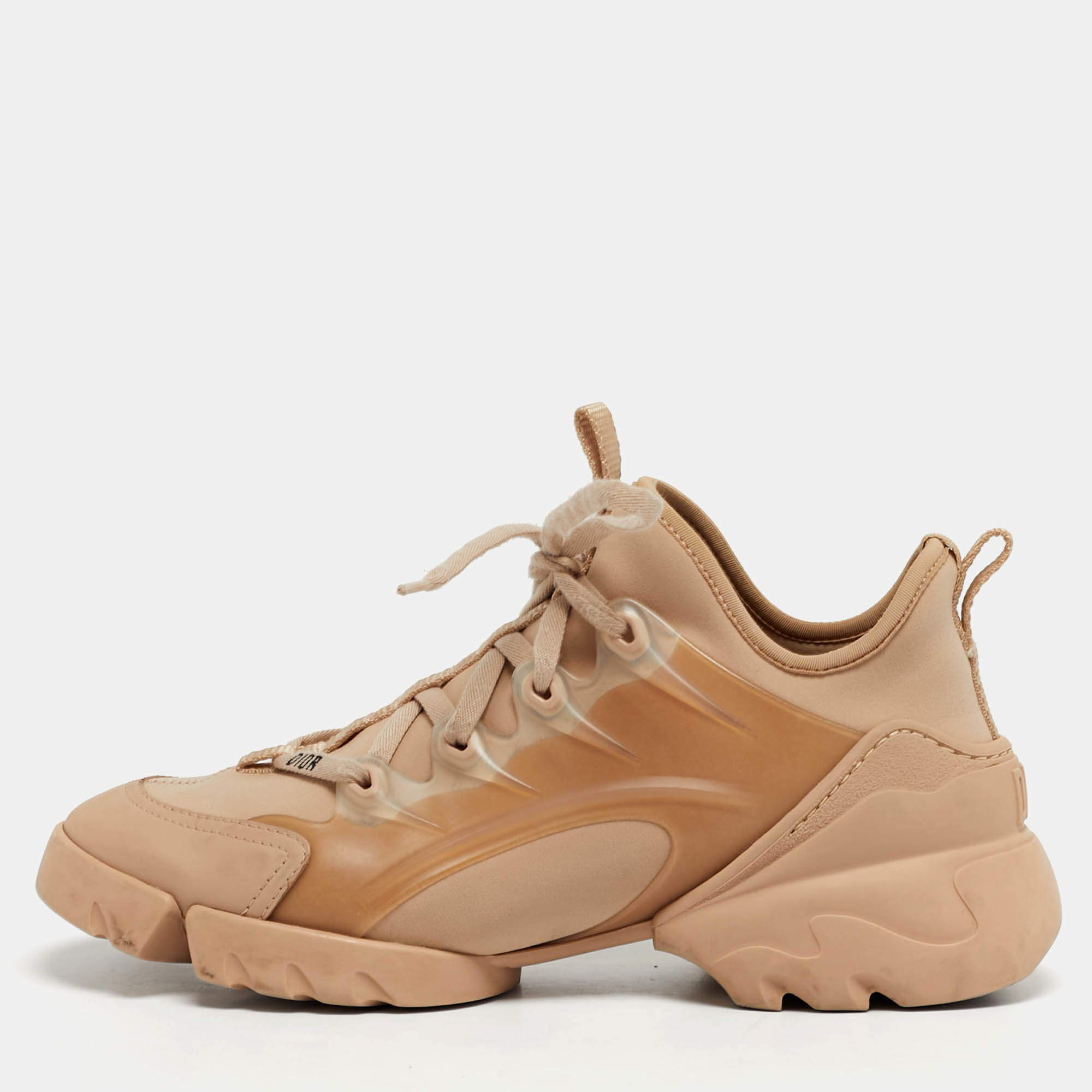 Pre Owned حذاء رياضي ديور قماش بيج وبي في سي دي كونكت منخفض علوي مقاس 41.5