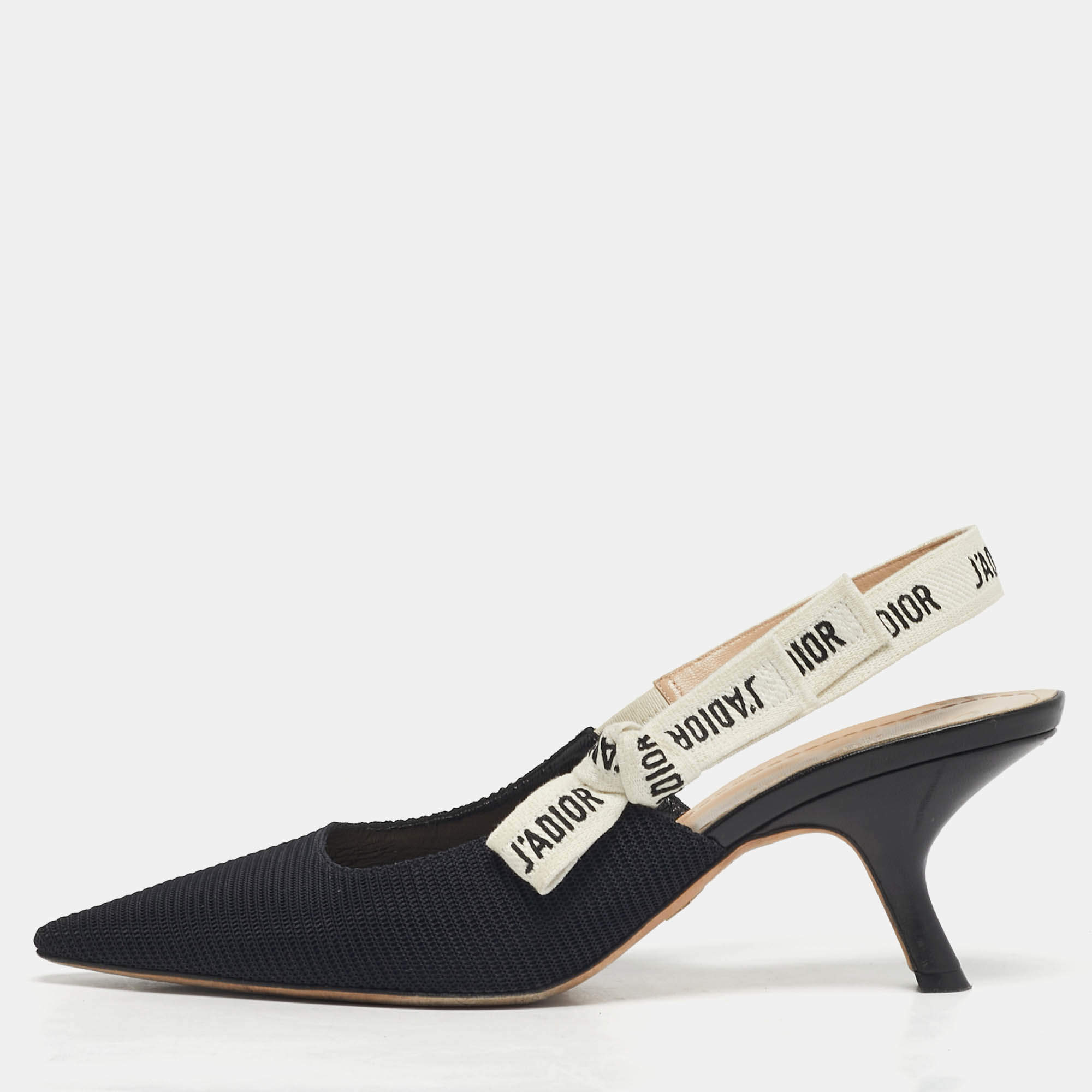 Pre Owned Dior J'Adior Size 40 Black Fabric Slingback Pumps
