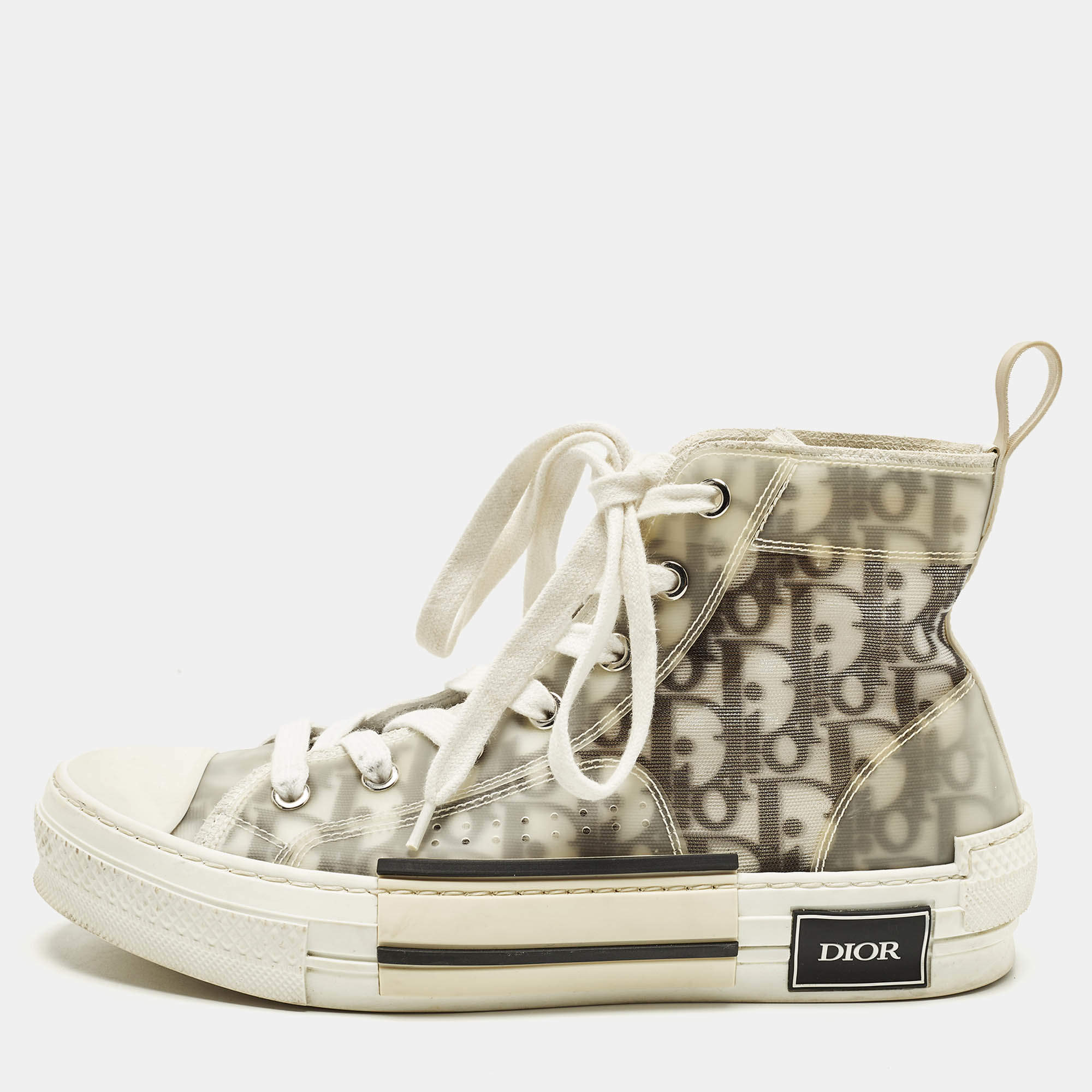 مملوكة مسبقًا Dior B23 Size 38 Grey/Transparent Mesh and PVC High Top Sneakers