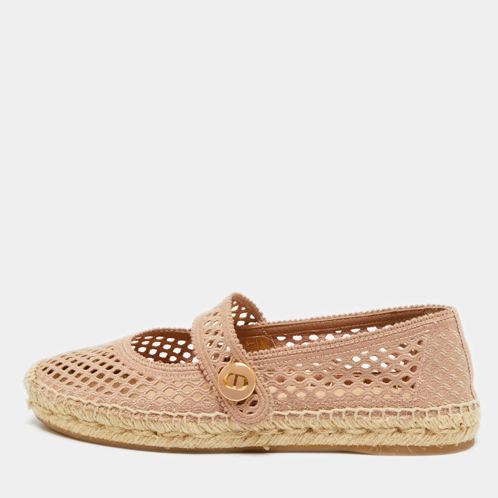 مملوكة مسبقًا حذاء فلات إسبادريل ديور مطرز غرانفيل شبك بيج مقاس 40