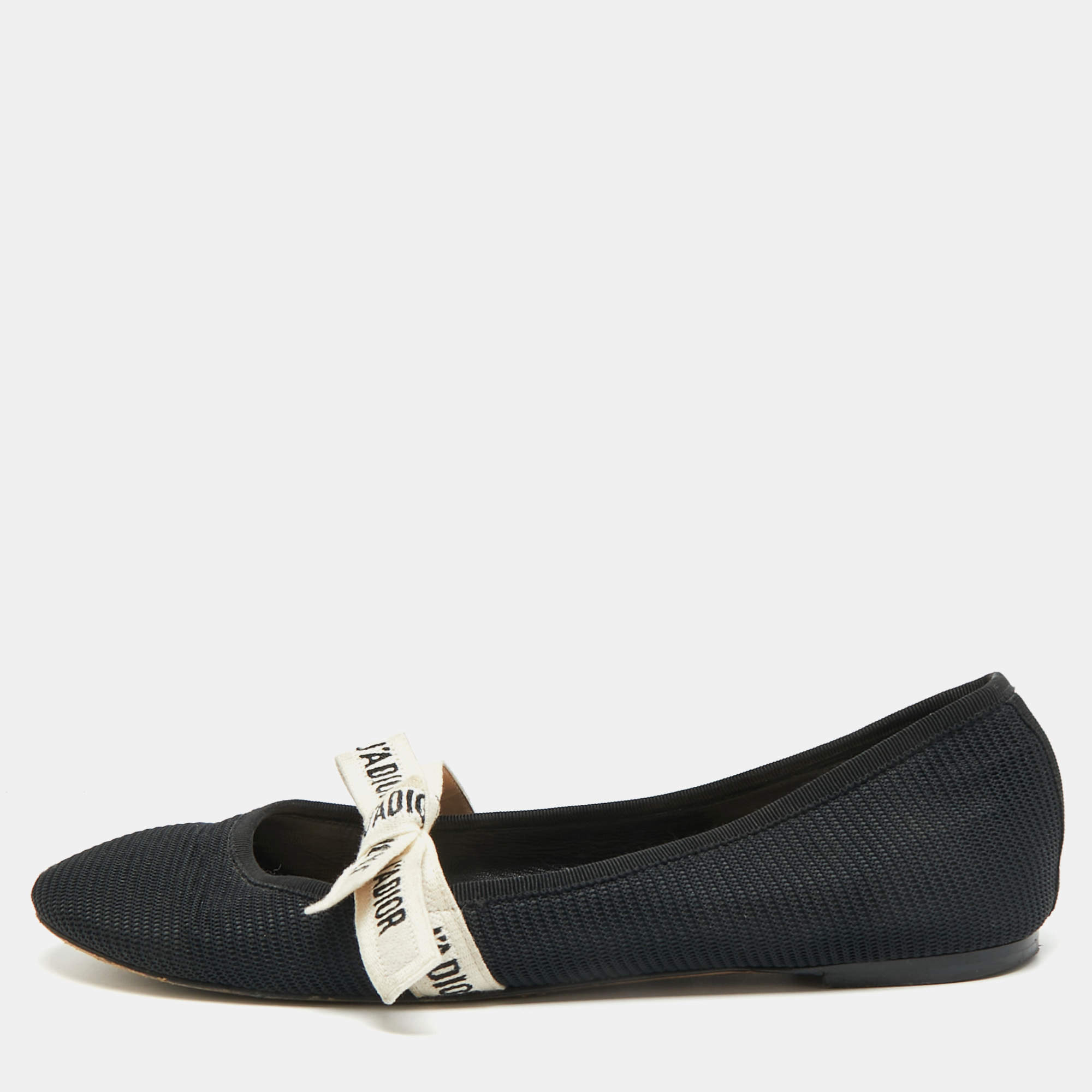 مملوكة مسبقًا Dior J'Adior Size 40 Black/White Technical Fabric Ballet Flats