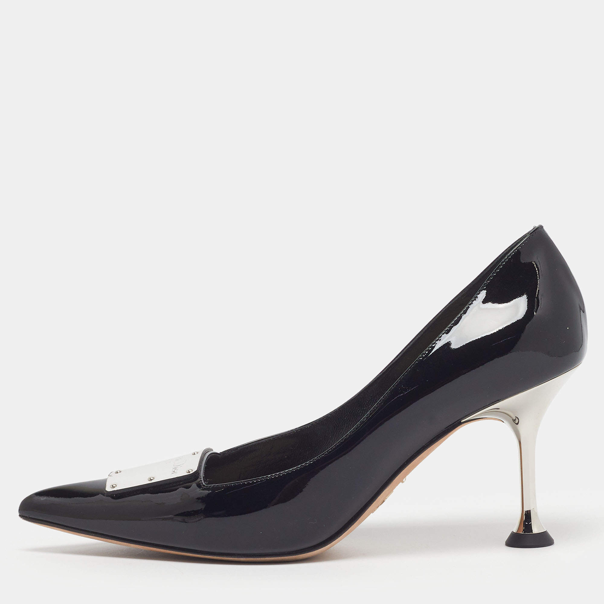 Pre Owned Dior La Parisienne Size 37 Black Patent Leather Pointed Toe Pumps