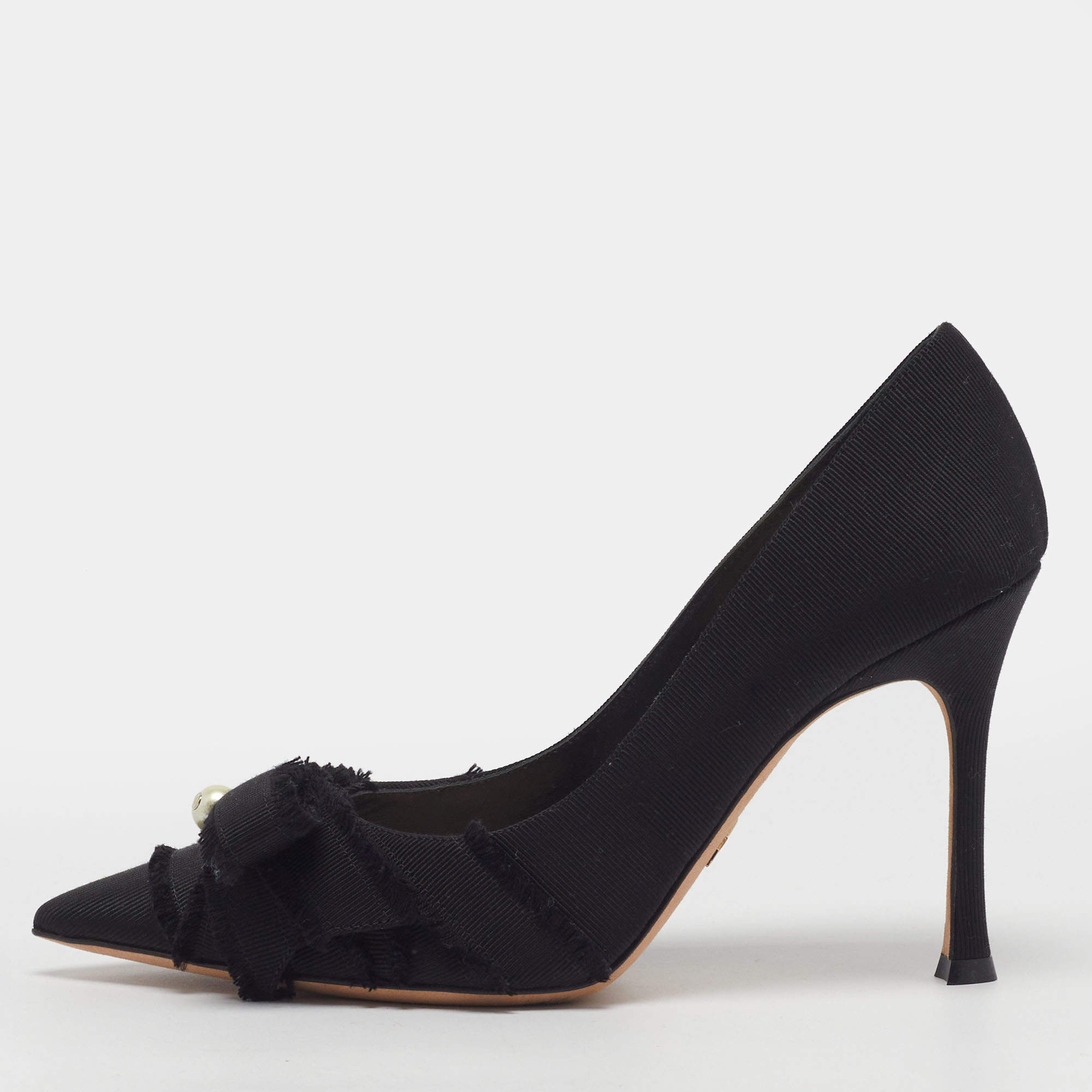 Pre Owned Dior Adiorable Size 36.5 Black Canvas Pumps