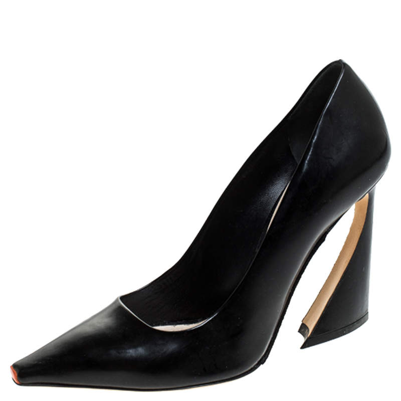 مملوكة مسبقًا Dior Black Leather Square Toe Pumps Size 39.5