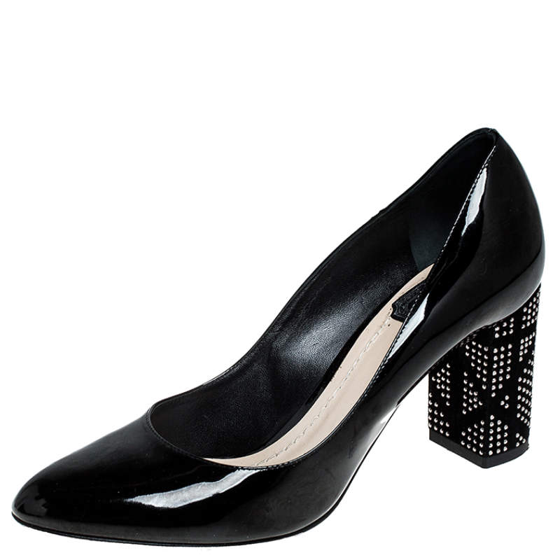 Dior Black Patent Leather Embellished 