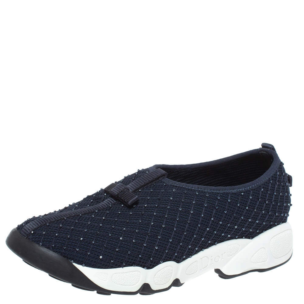 Dior Back Mesh Fusion Bead Embellished Slip On Sneakers Size