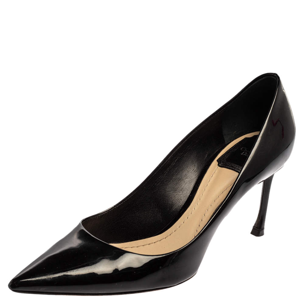 Dior Black Patent Leather Pointed Toe Pumps Size 38.5