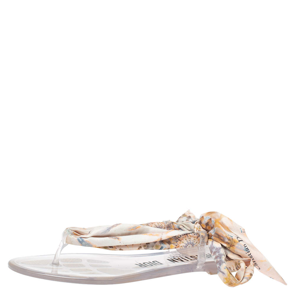 Pre Owned Dior Multicolor Fabric Kaleidoscope Thong Flat Sandals Size 39