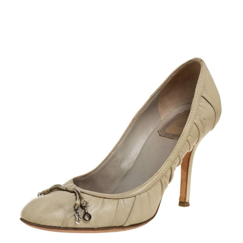 Dior Light Olive Green Leather Pumps Size 38