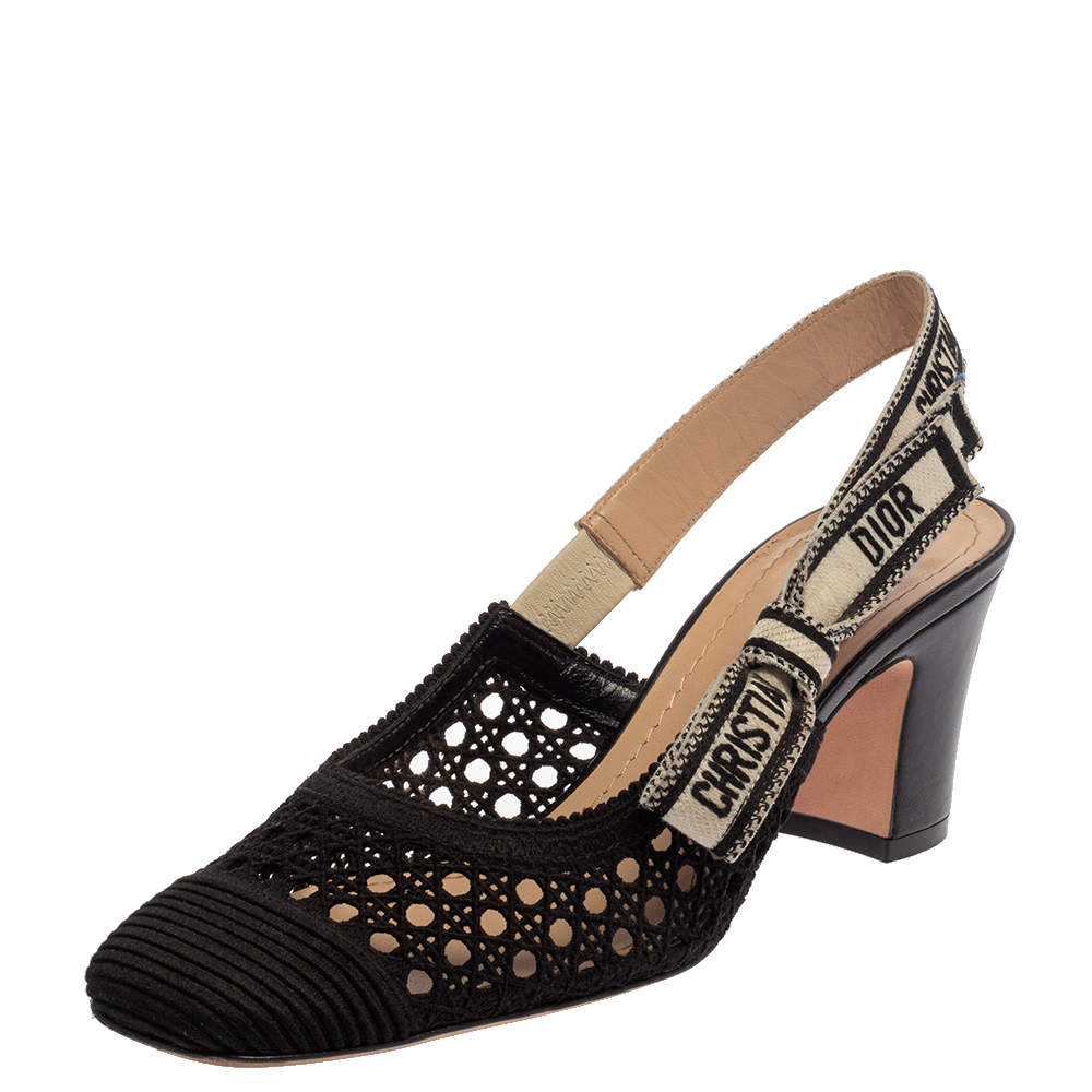 Pre Owned Dior Black Fabric Moi Slingback Sandals Size 37