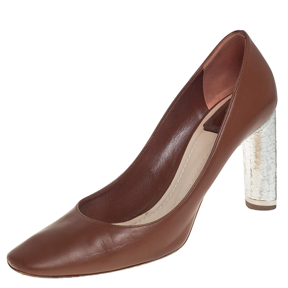 Pre Owned Dior Brown/Silver Leather Savane Pumps Size 41