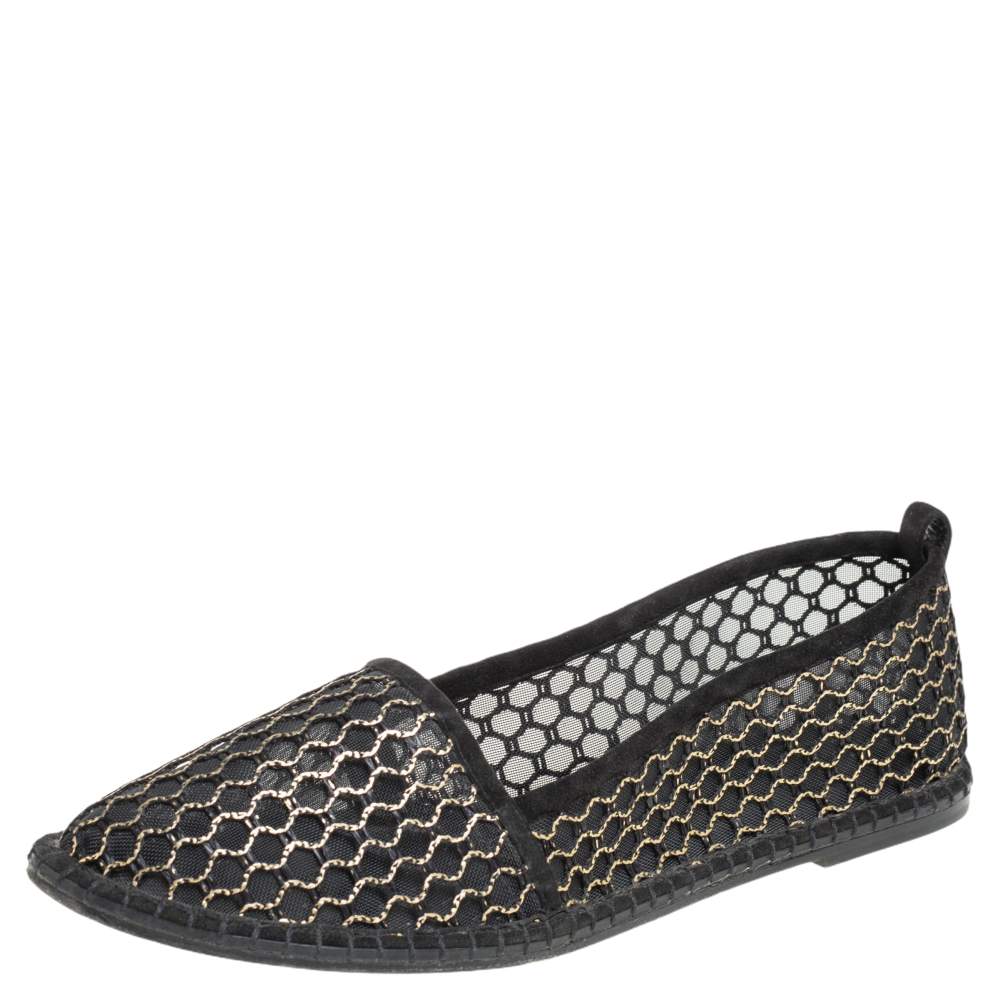 مملوكة مسبقًا Dior Black Mesh And Suede Nicely D Espadrilles Size 39