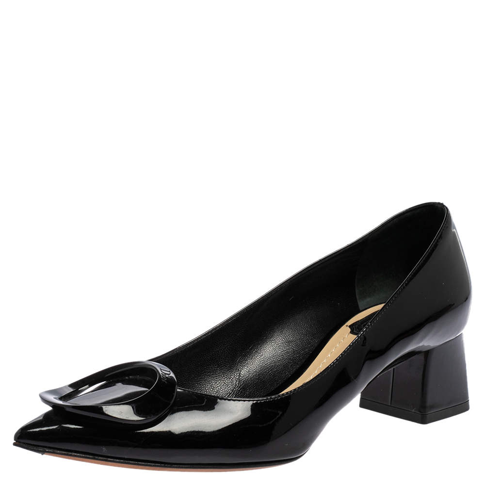 Dior Black Patent Leather Ovale Block Heel Pumps Size 38 Dior | TLC