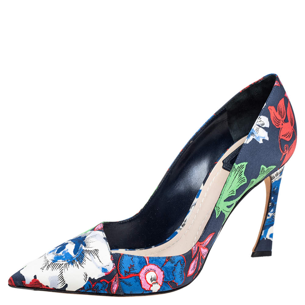 Pre Owned Dior Multicolor Floral Printed Canvas Pointed Toe Pumps Size 40