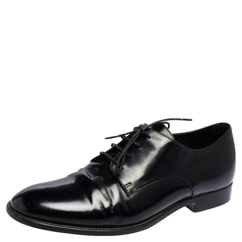 Pre Owned Dior Black Patent Leather Lace Derby Size 38