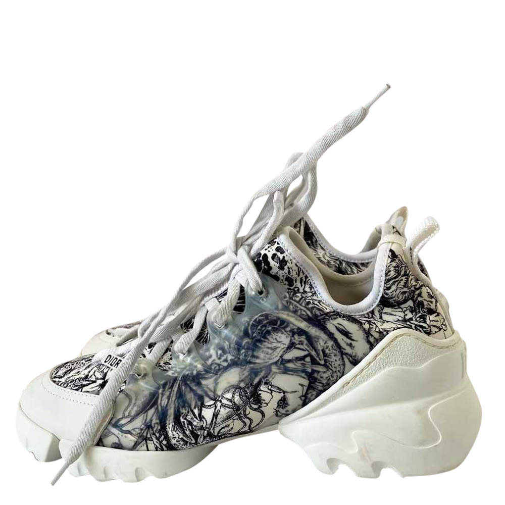 Pre Owned Dior Zodiac Printed Technical Fabric D-Connect Sneaker Size EU 36.5