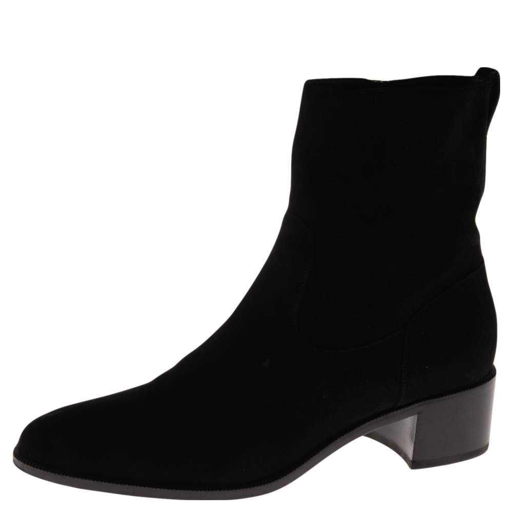 Pre Owned حذاء بوت للكاحل ديور سويدي أسود بسحاب مقاس 39.5