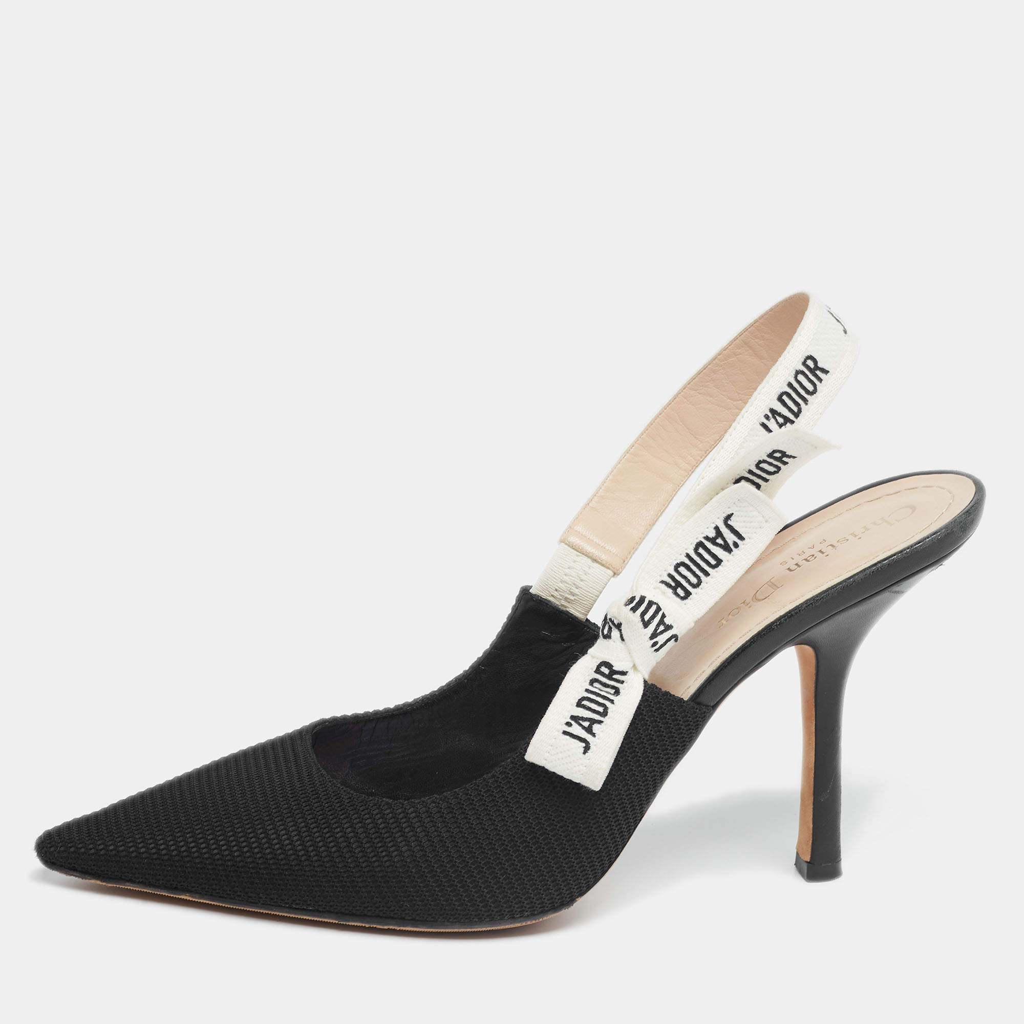 Pre Owned Dior Black Technical Fabric J'adior Slingback Pumps Size 41