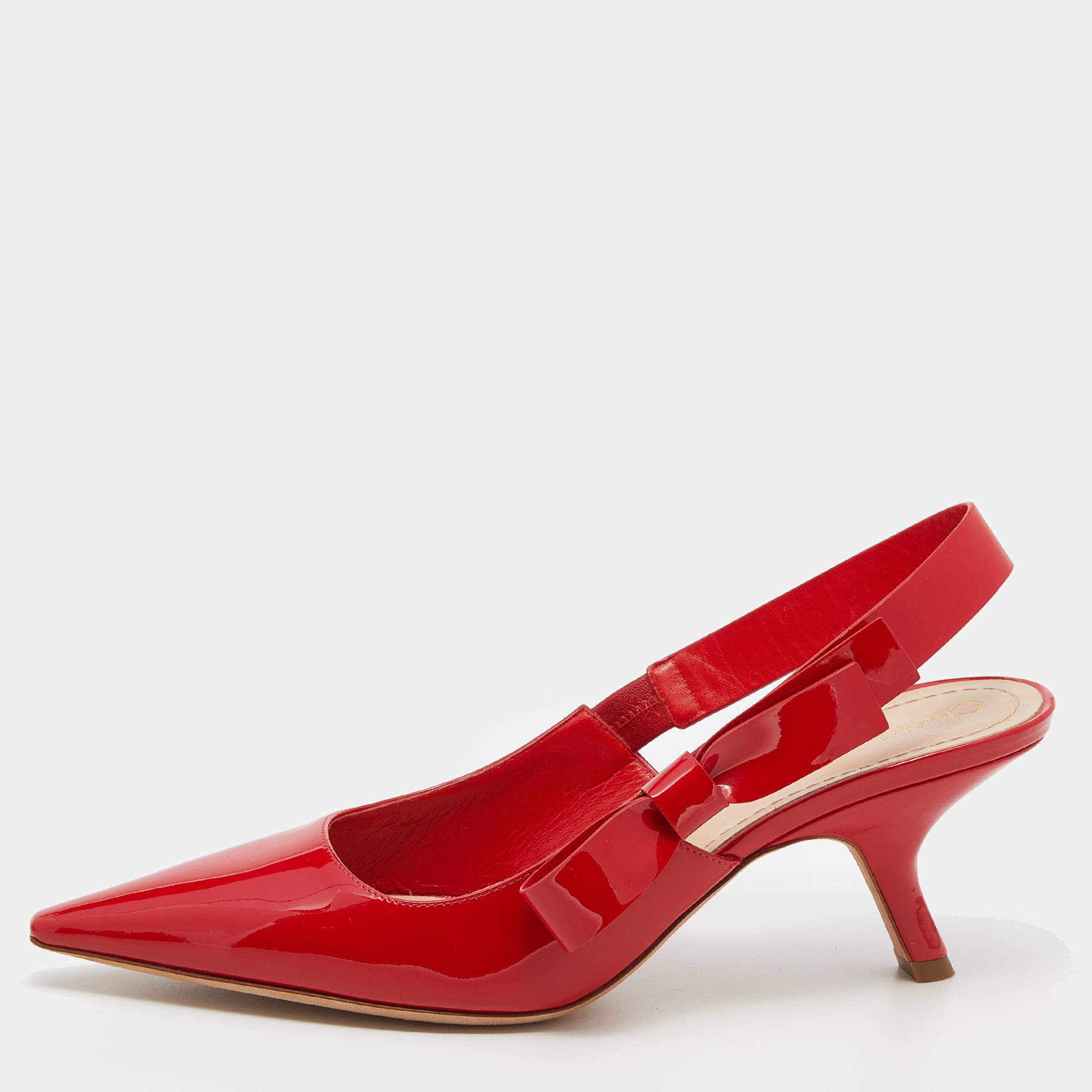 Dior Red Patent Leather Slingback Sandals Size 40