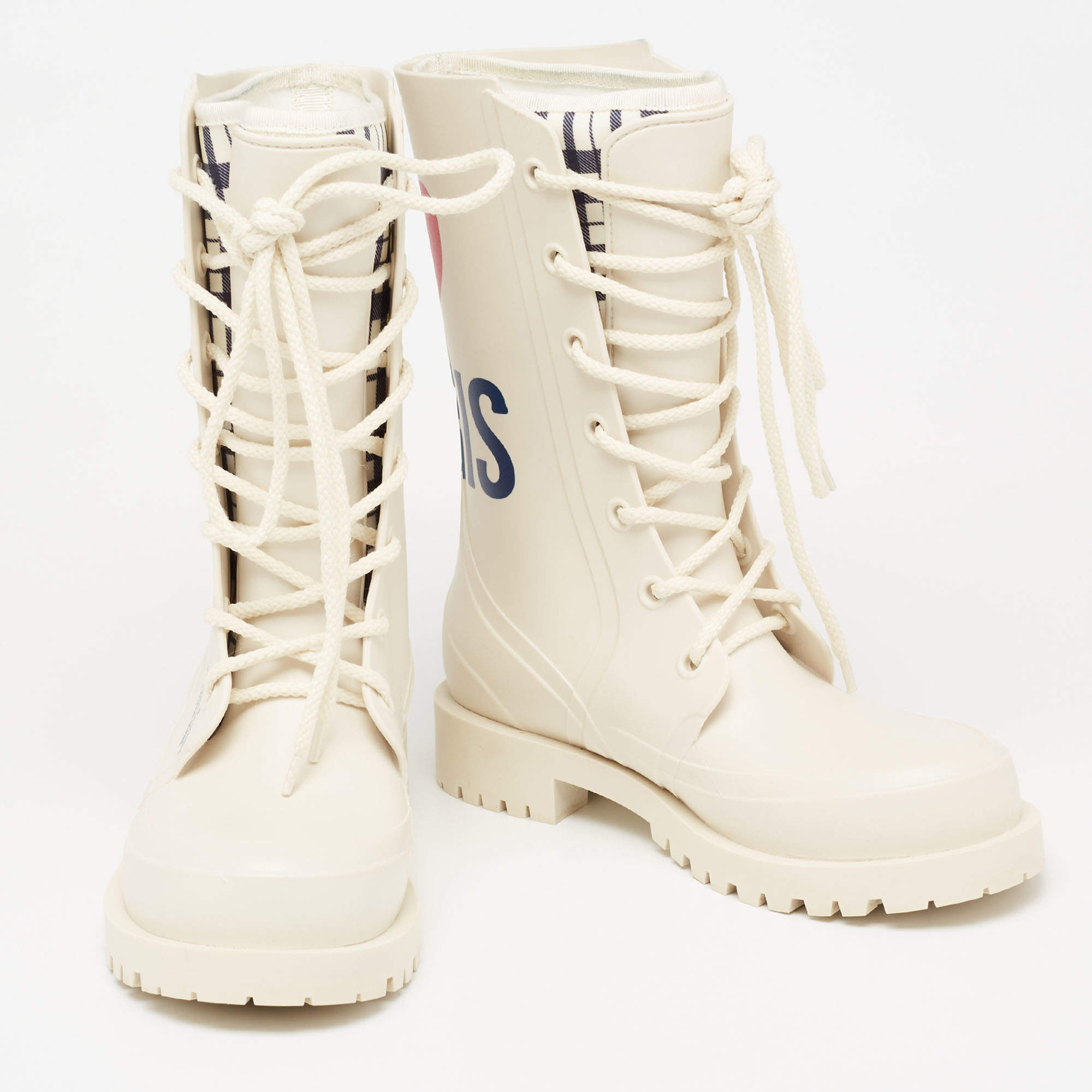 Dior Cream Rubber Diorcamp Combat Boots Size 35 Dior