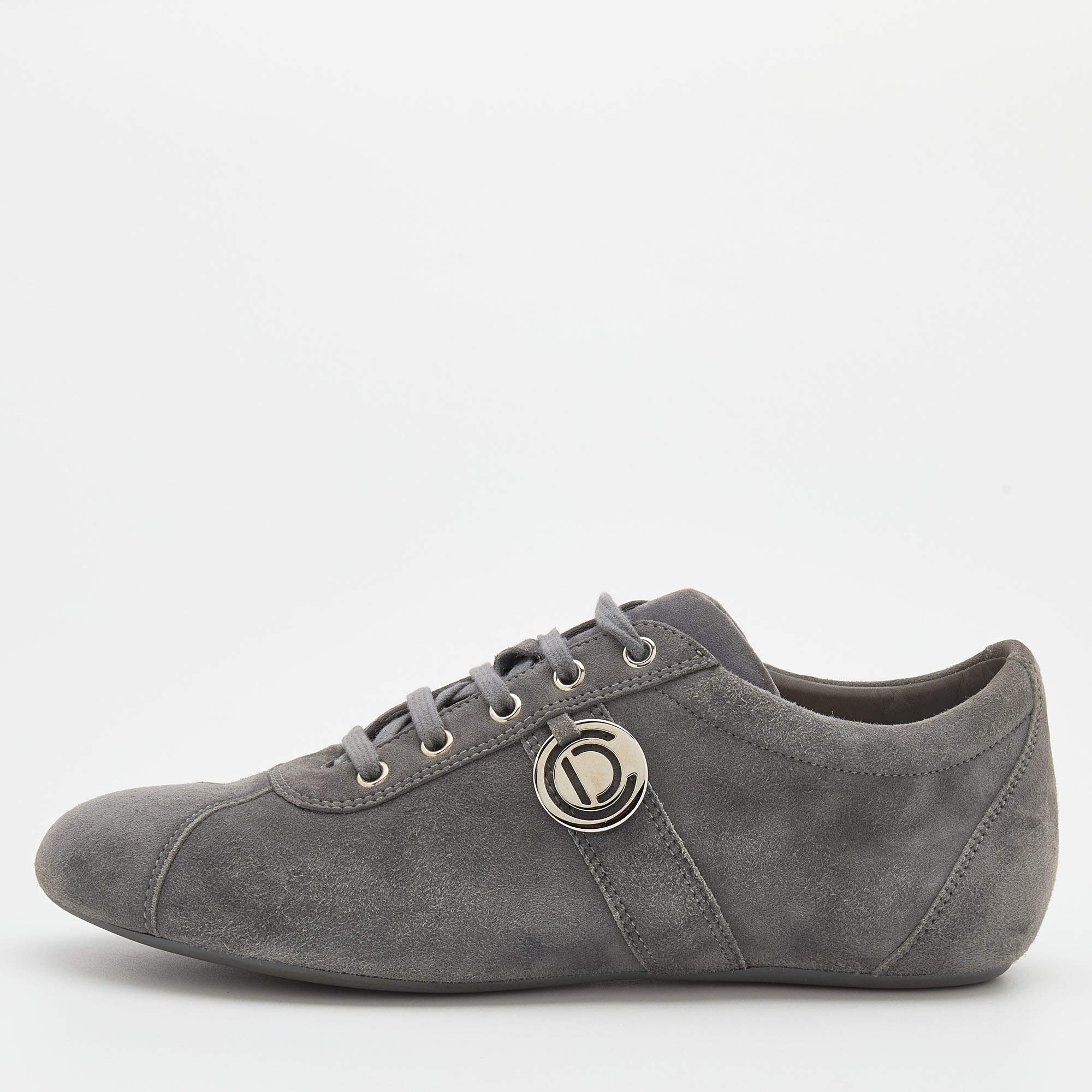 Pre Owned Dior Grey Suede Low Top Sneakers Size 38.5