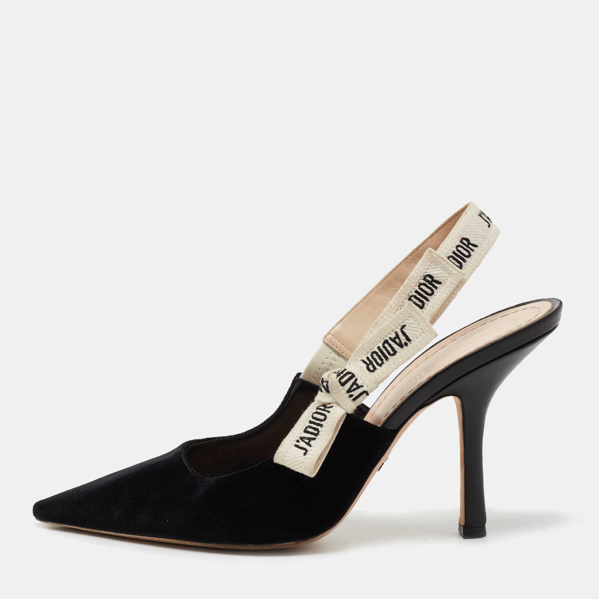 مملوكة مسبقًا Dior Black Velvet J'adior Slingback Sandals Size 40