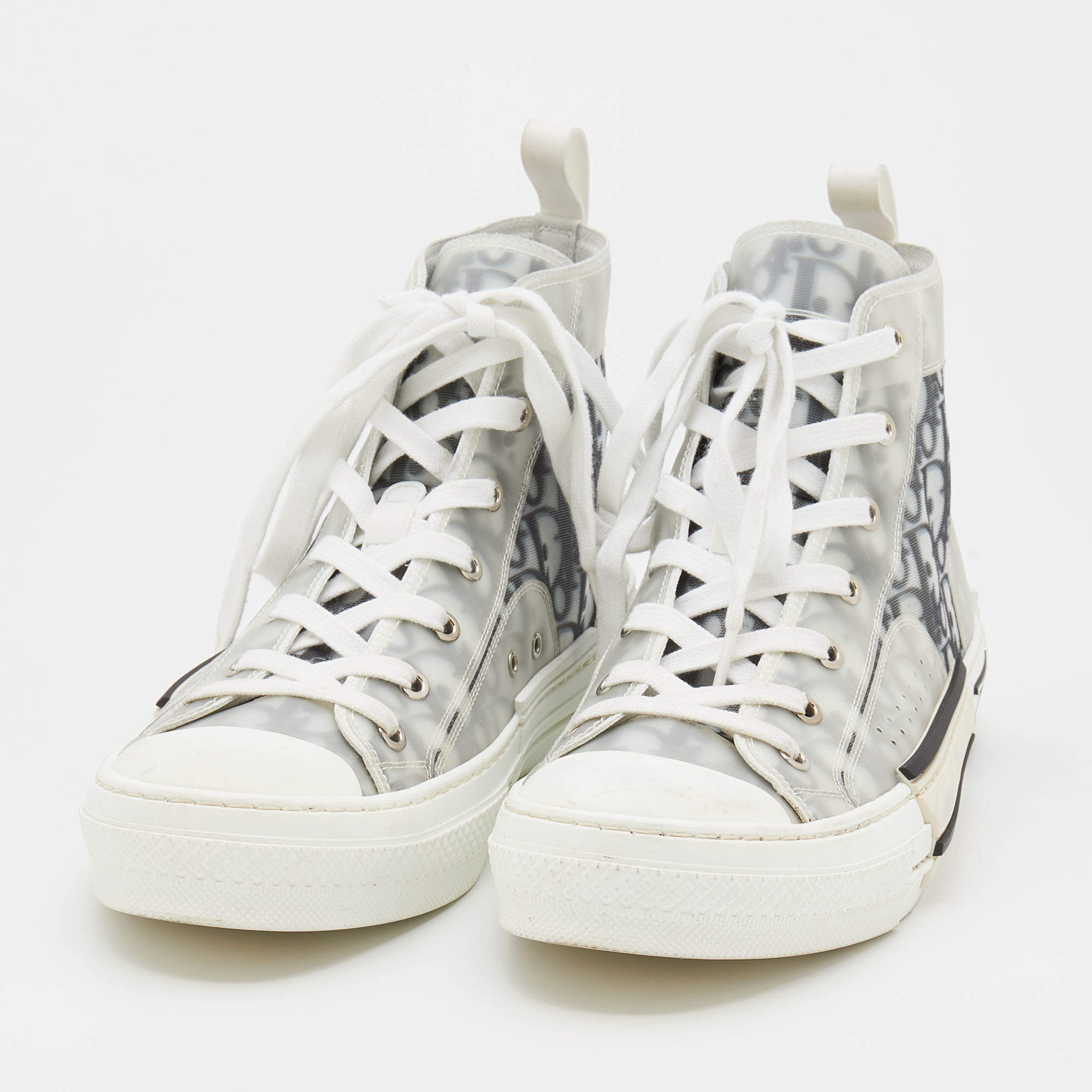 Dior White Grey Oblique Mesh and Rubber B23 High Top Sneakers Size 41 Dior TLC