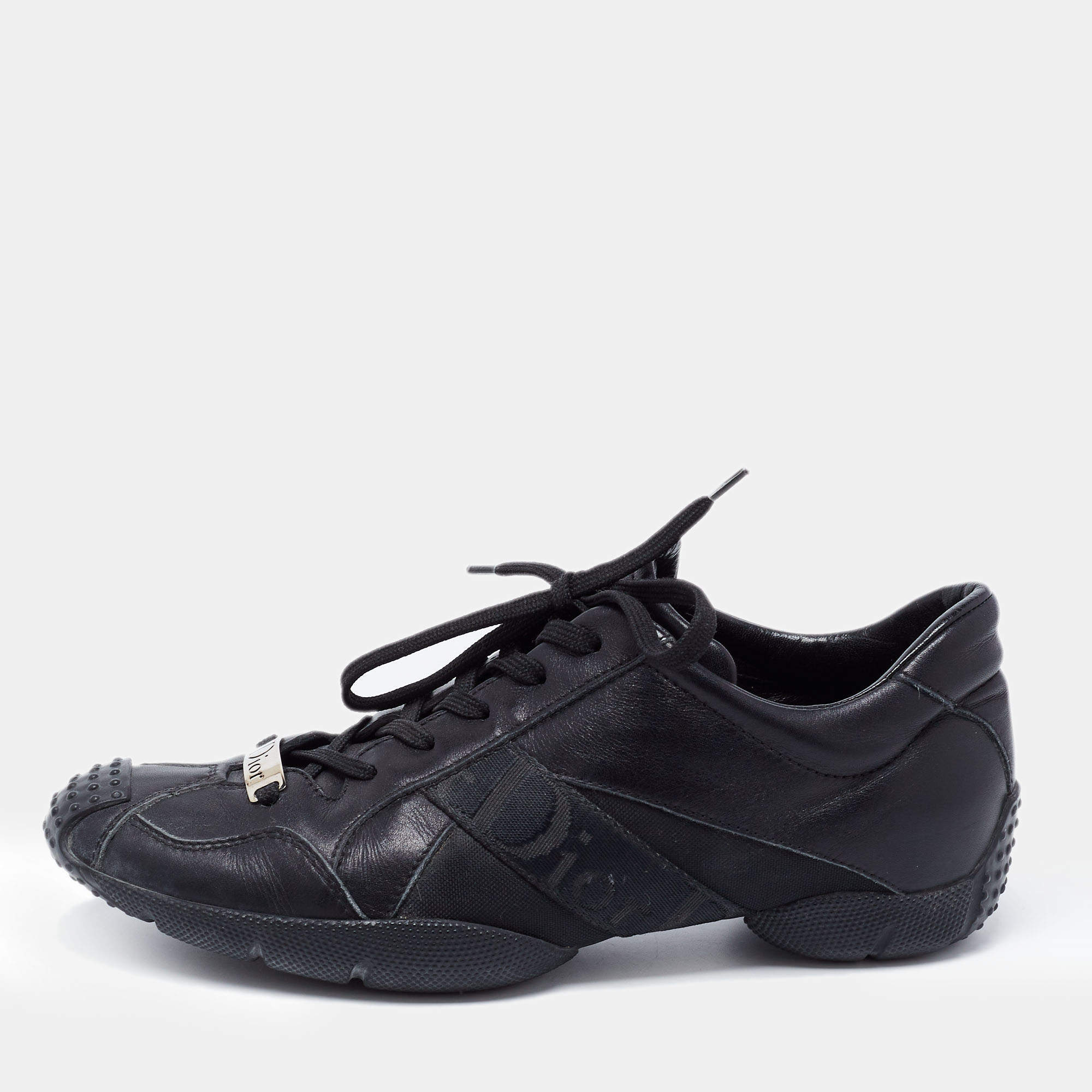 Dior Black Leather Low Top Sneakers Size 36.5