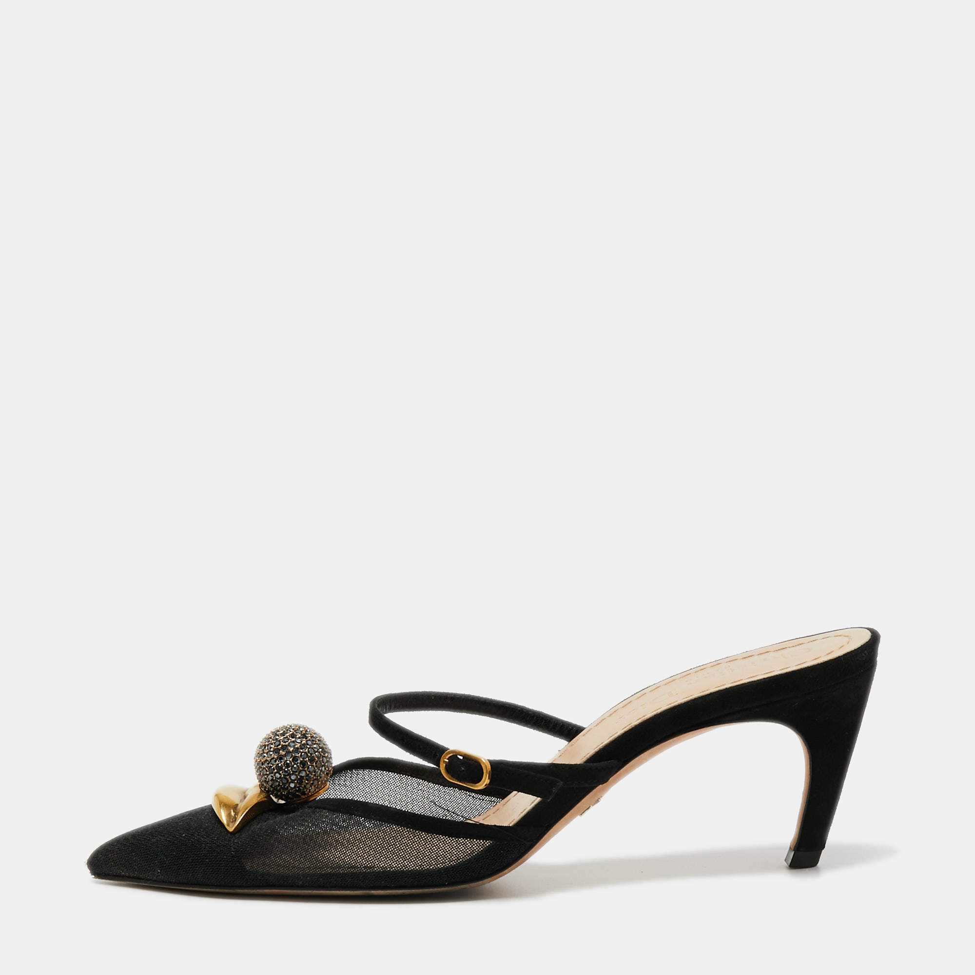Dior Black Suede and  Mesh Lips Slingback Pump Size 36