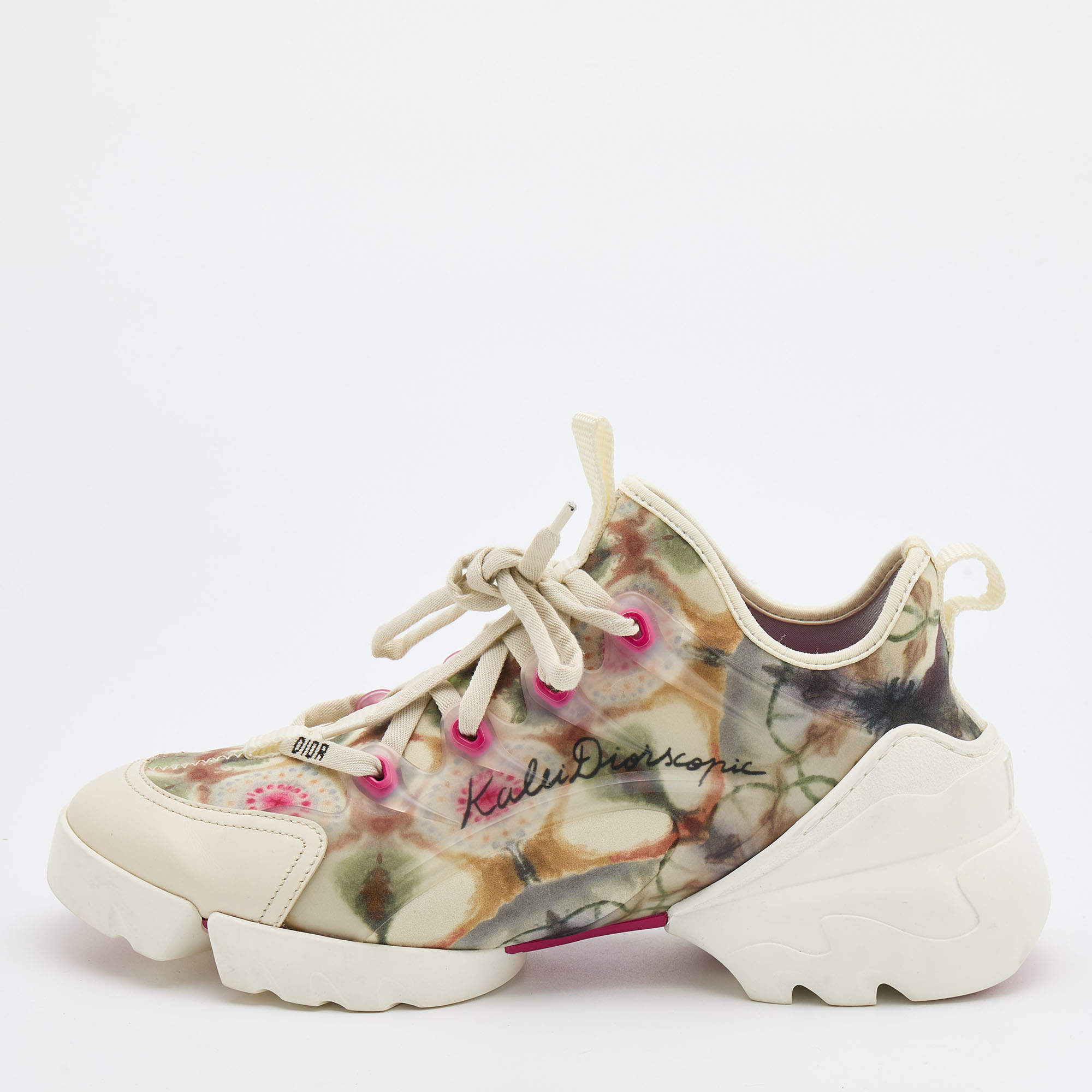 Dior Multicolor Printed Neoprene and Leather D-Connect Kaleidoscopic Sneakers Size 39.5