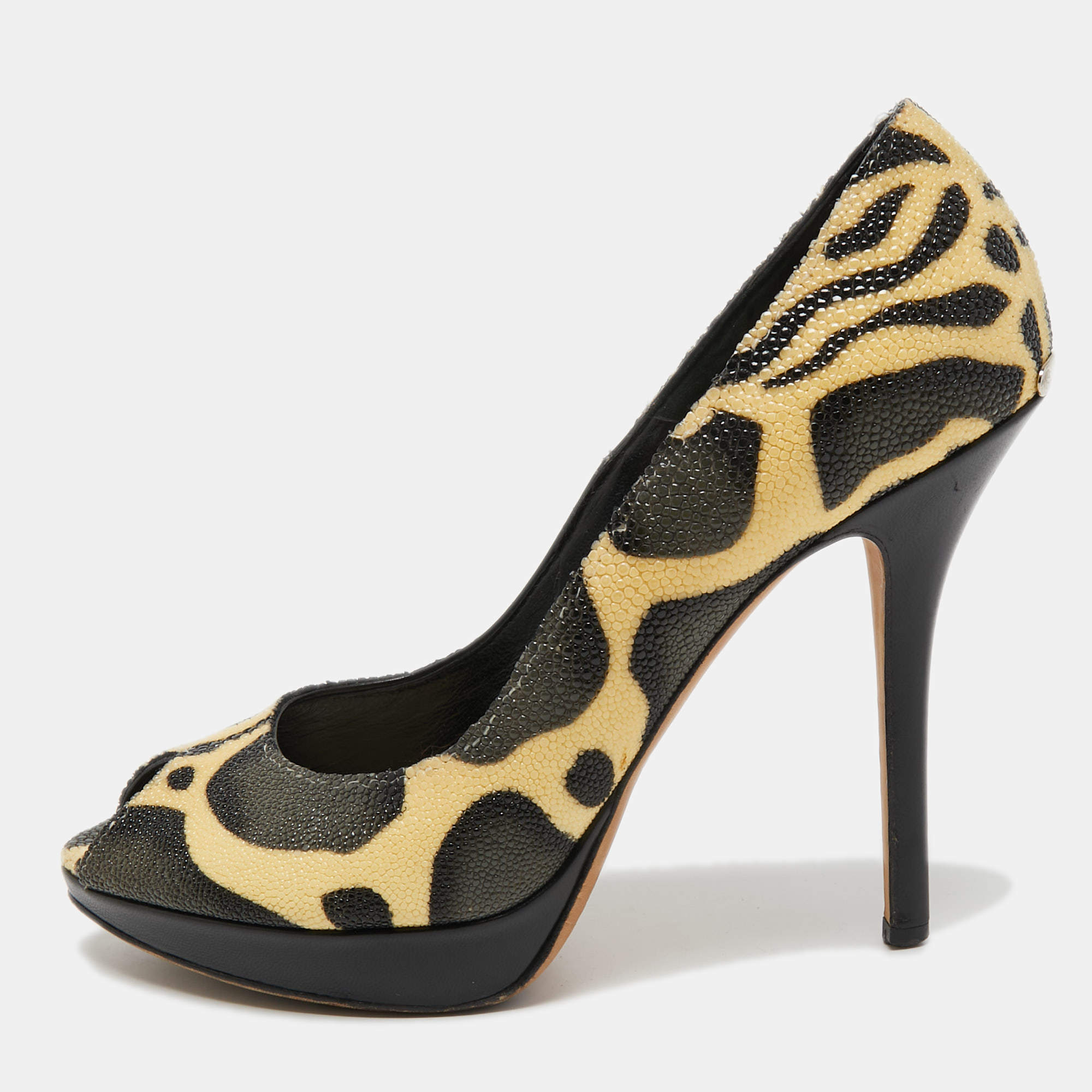 Dior Black/Yellow Stingray Miss Dior Pumps Size 37.5