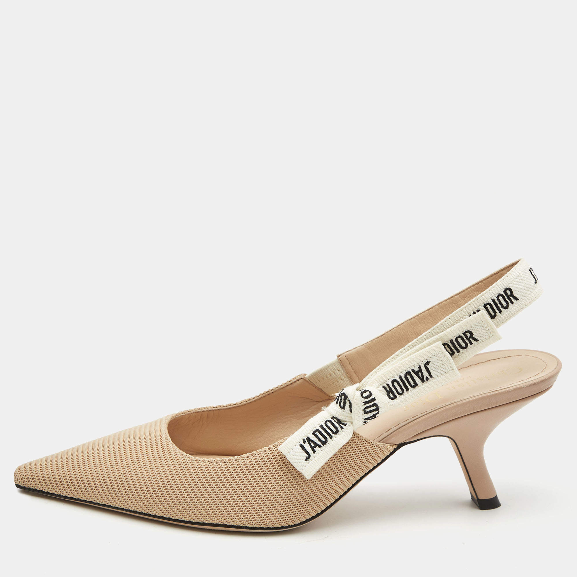 Dior Beige Fabric J'adior Slingback Pumps Size 40