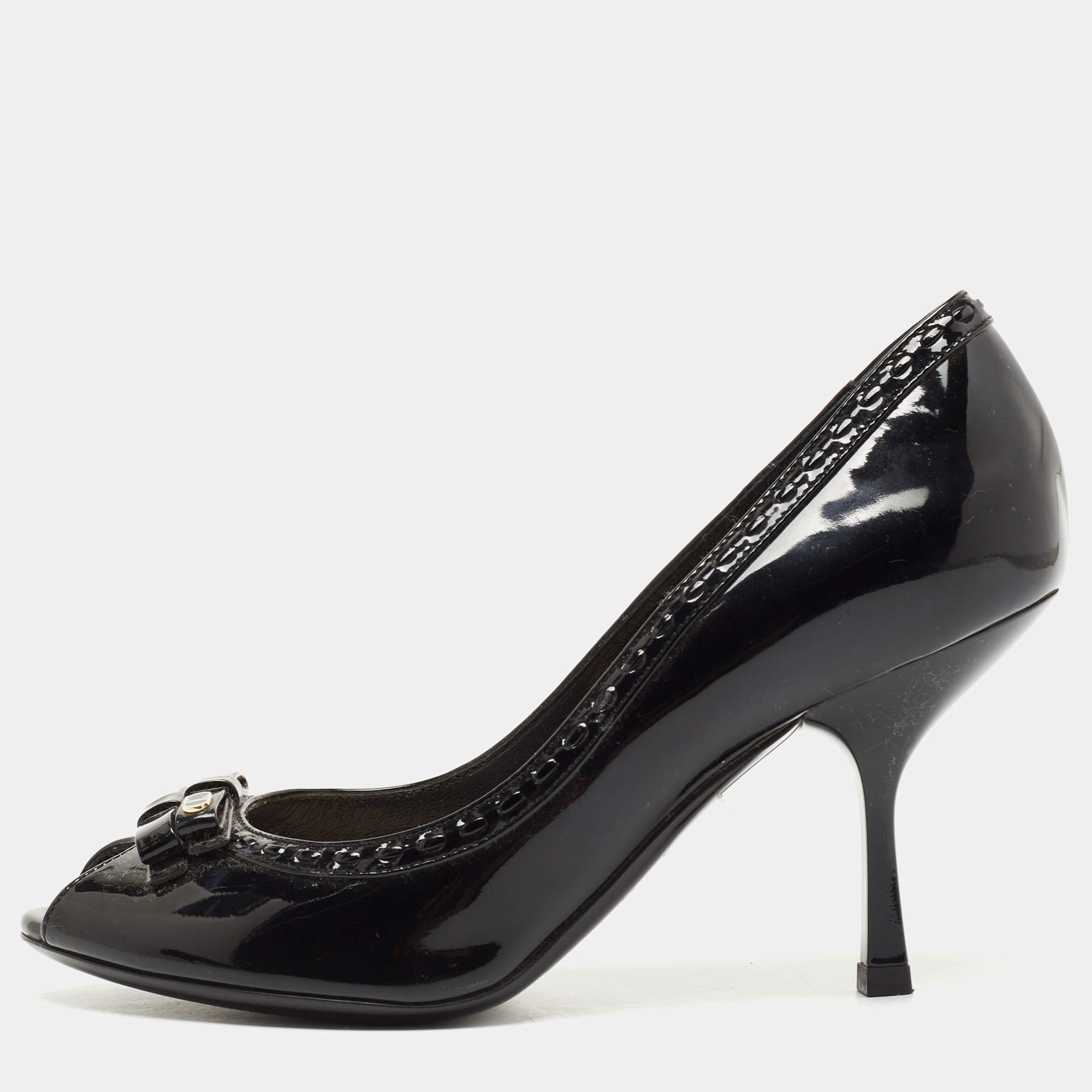 Christian Dior Black Leather Diorella Peep-Toe Pumps Size 5.5/36 - Yoogi's  Closet