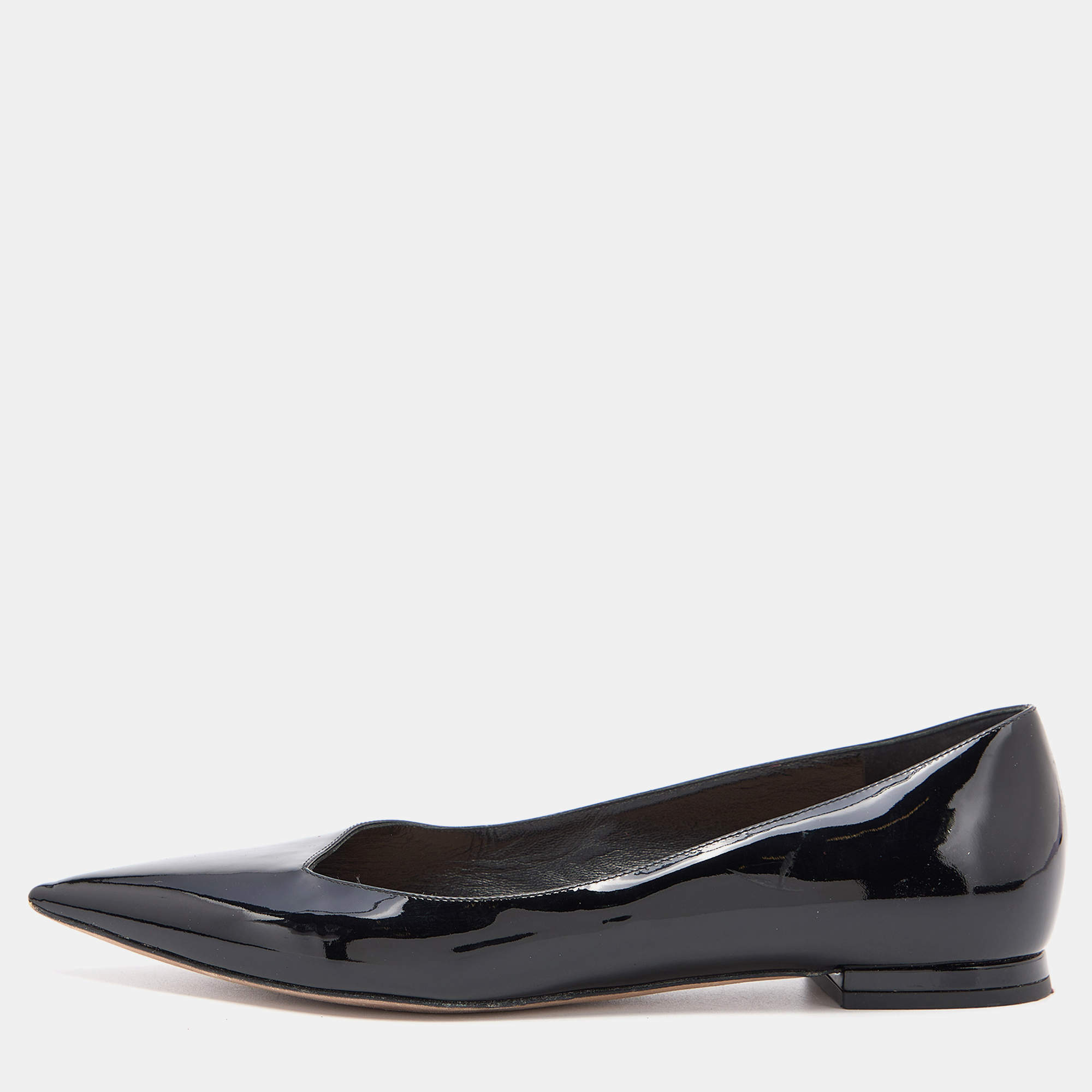 Dior Black Patent Leather Pointed Toe Ballet Flats Size 37.5