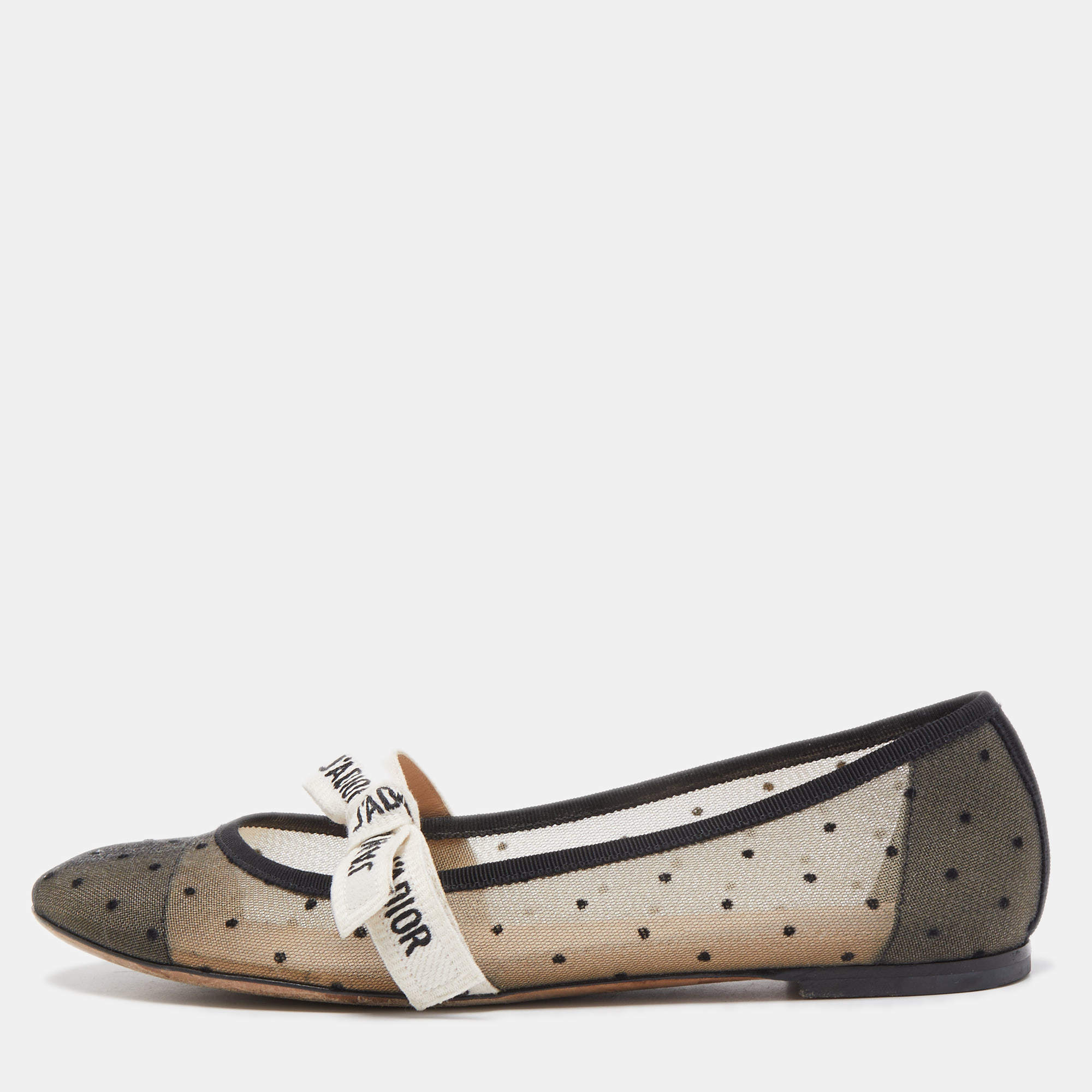 Dior Black Mesh Miss J'adior Ballet Flats Size 38