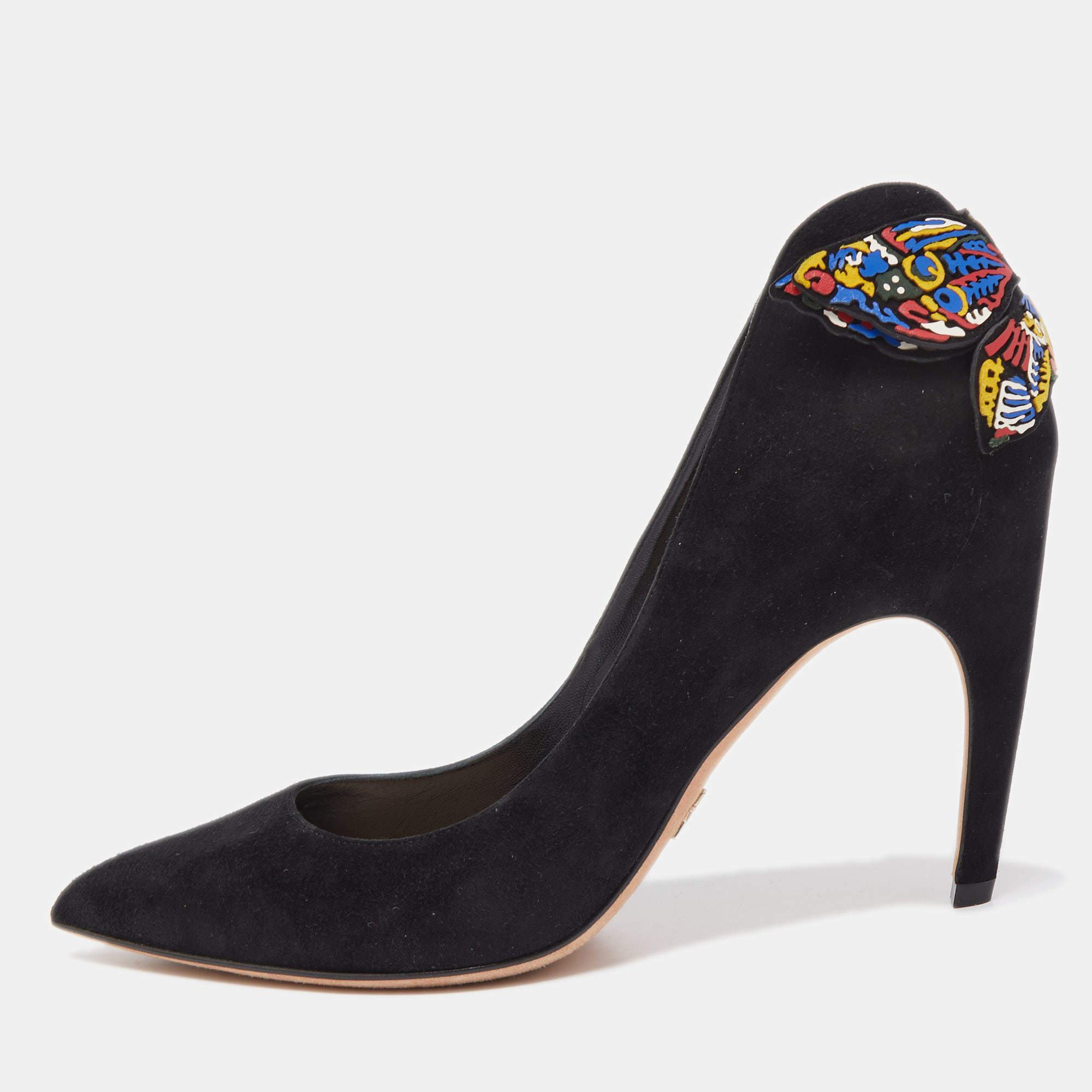 Pre Owned Dior Black Suede D-Butterfly Pumps Size 40