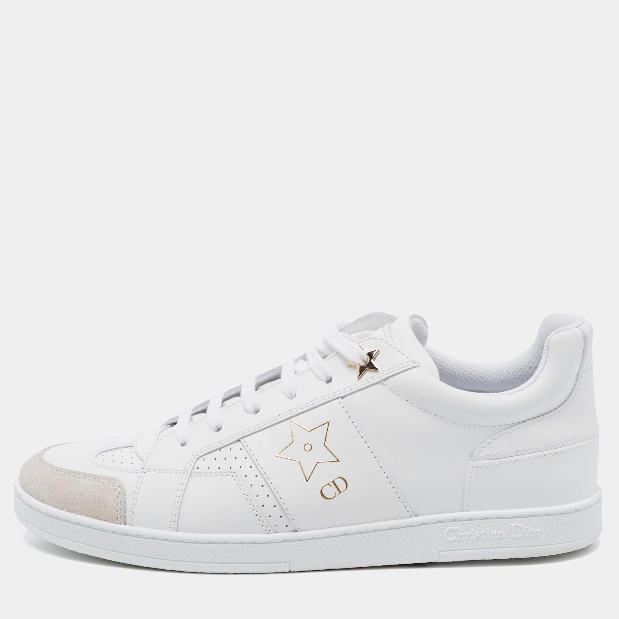 Dior White Leather Star Low Top Sneakers Size 39