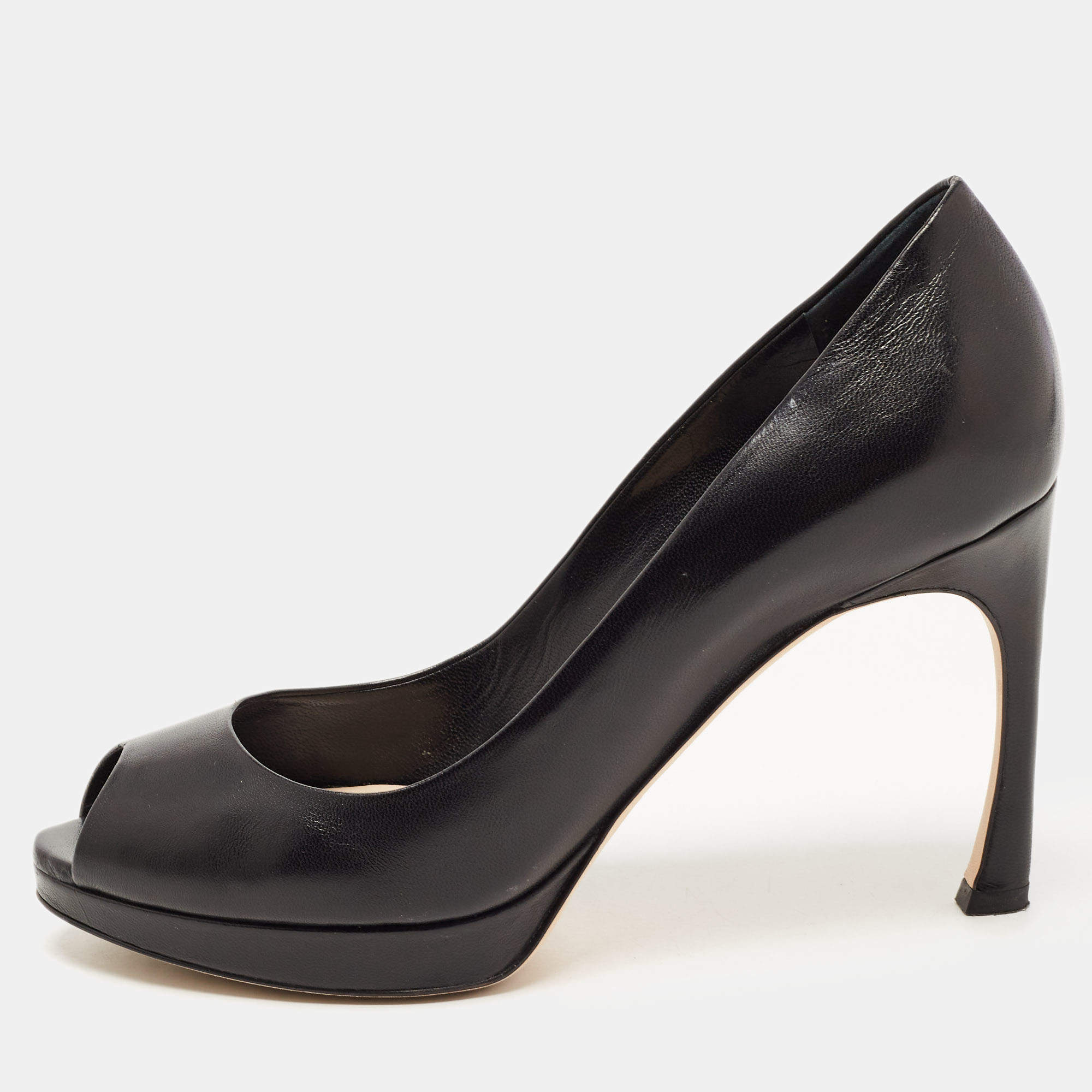 Pre Owned Dior Black Leather Diorella Pumps Size 36
