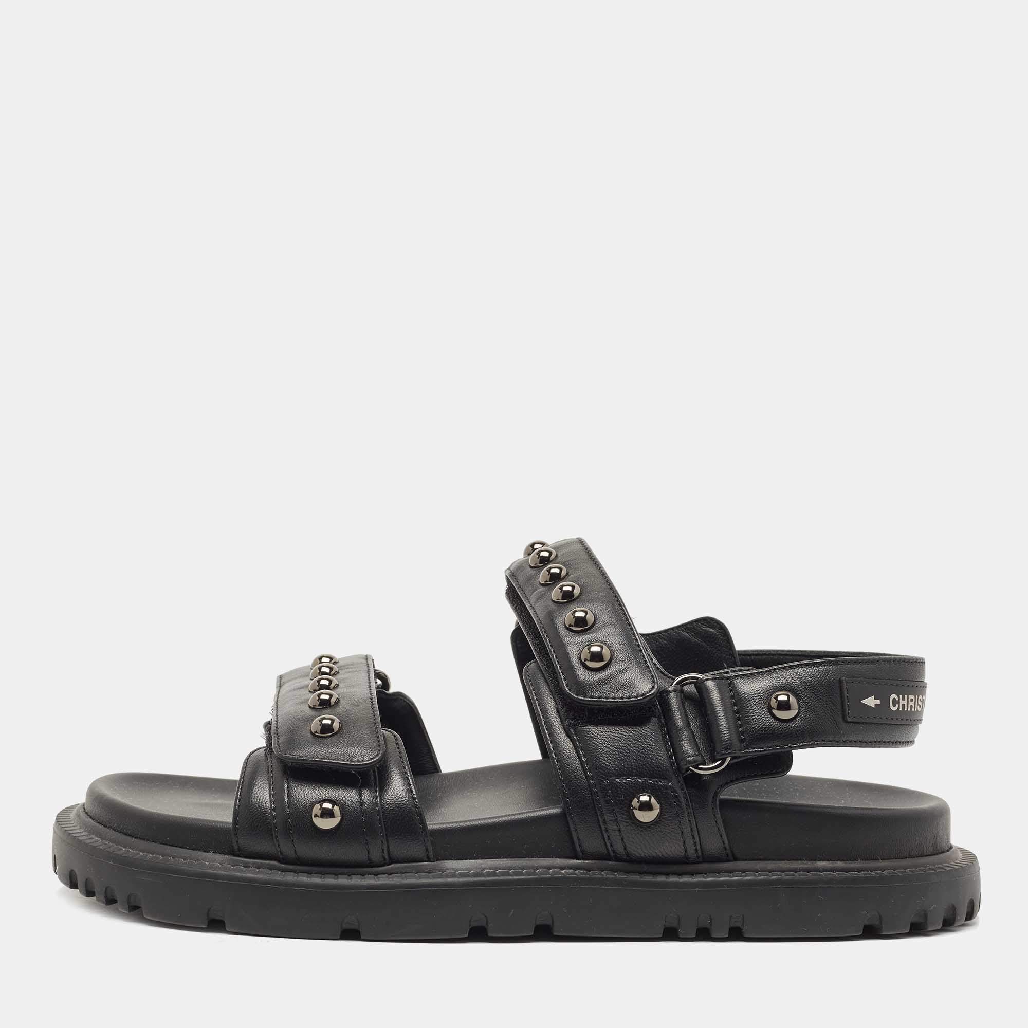 Dior Black Leather  DiorAct Sandals Size 38