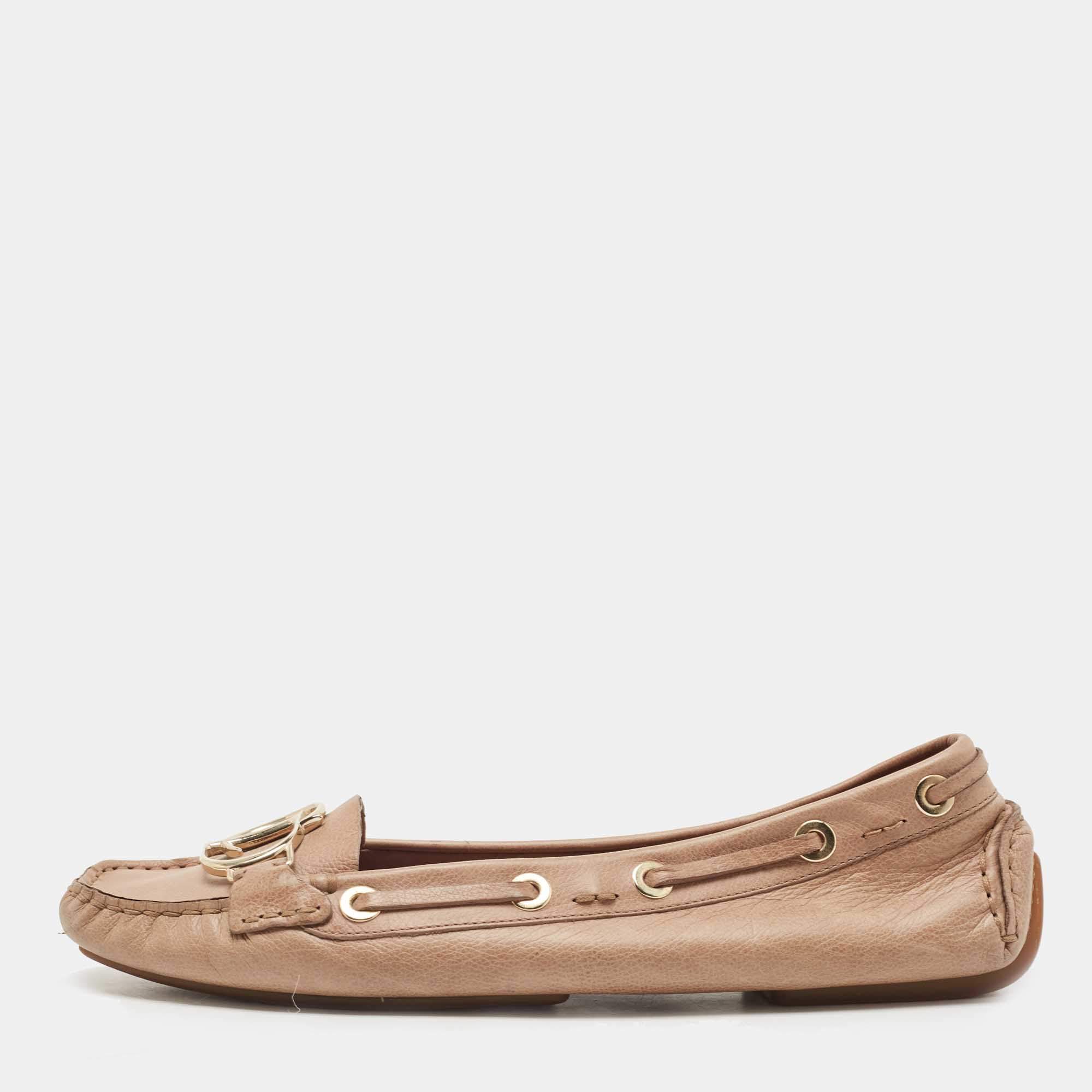 Dior Light Brown Leather CD Slip On Loafers Size 41