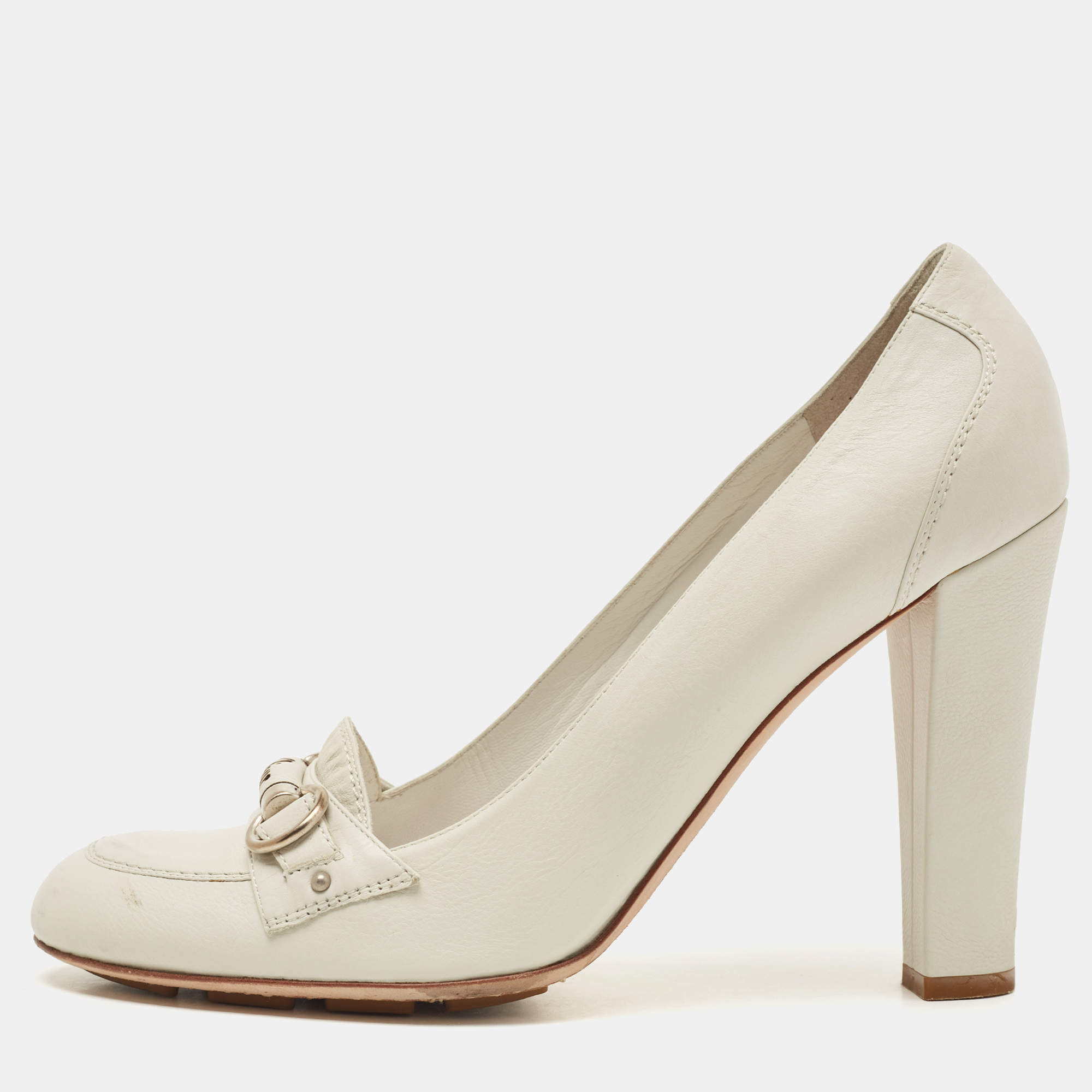 Dior Cream Leather Loafer Pumps Size 40